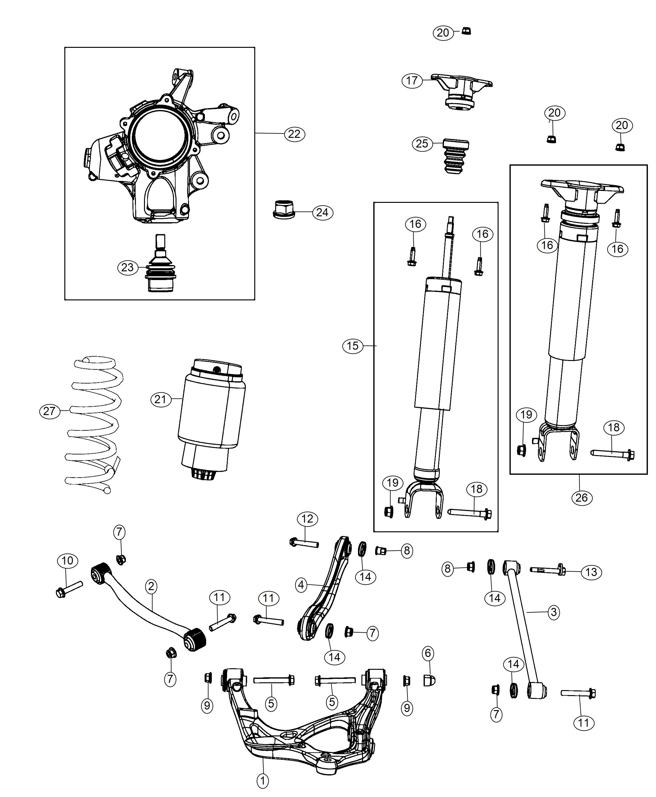 Diagram Suspension, Rear Quadra-Lift-Air and Rear Load Leveling. for your 1999 Chrysler 300  M 