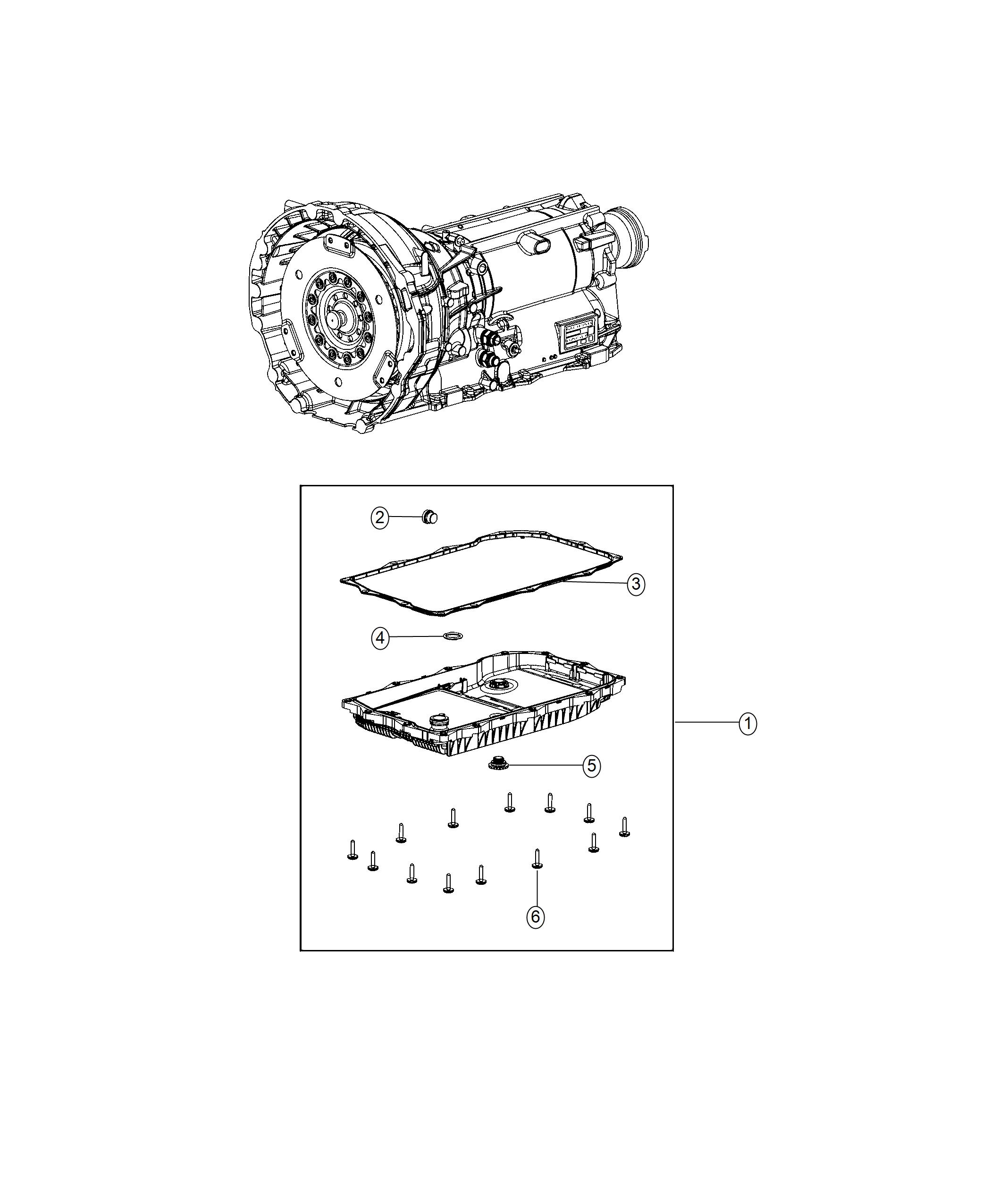 Diagram Oil Pan, Filter And Related Parts. for your Jeep