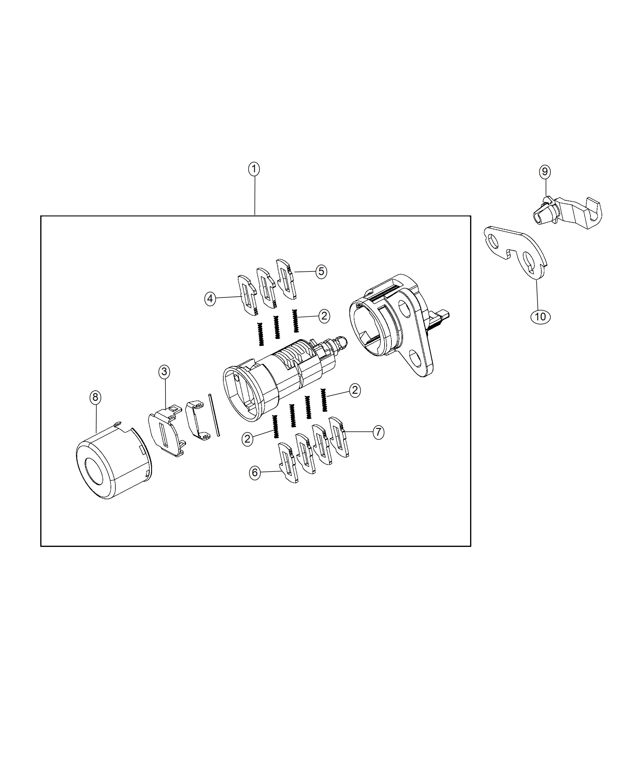 Diagram Door Lock Cylinder. for your 2003 Jeep Wrangler   