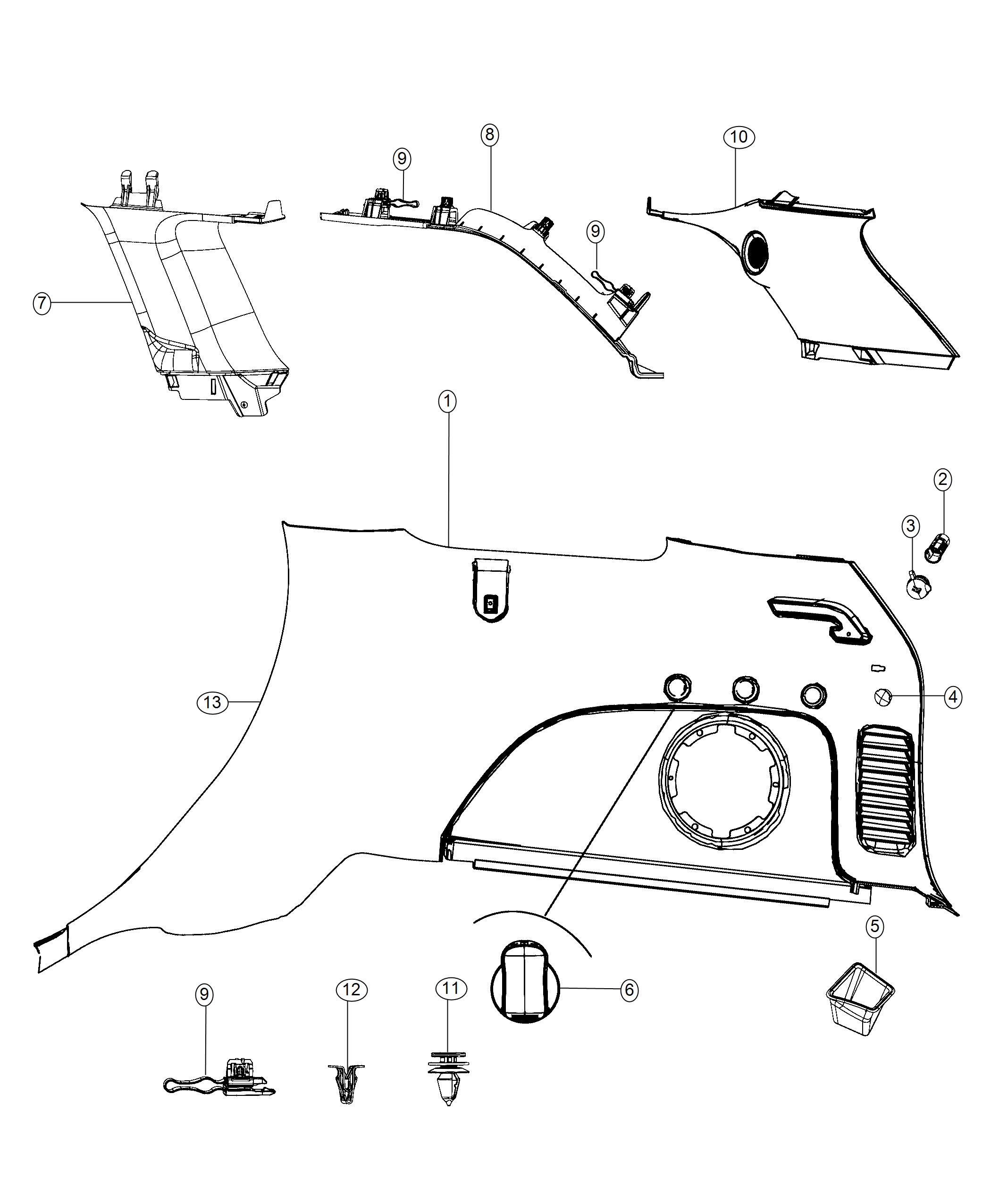 Diagram Quarter Trim Panel. for your 2000 Chrysler 300  M 