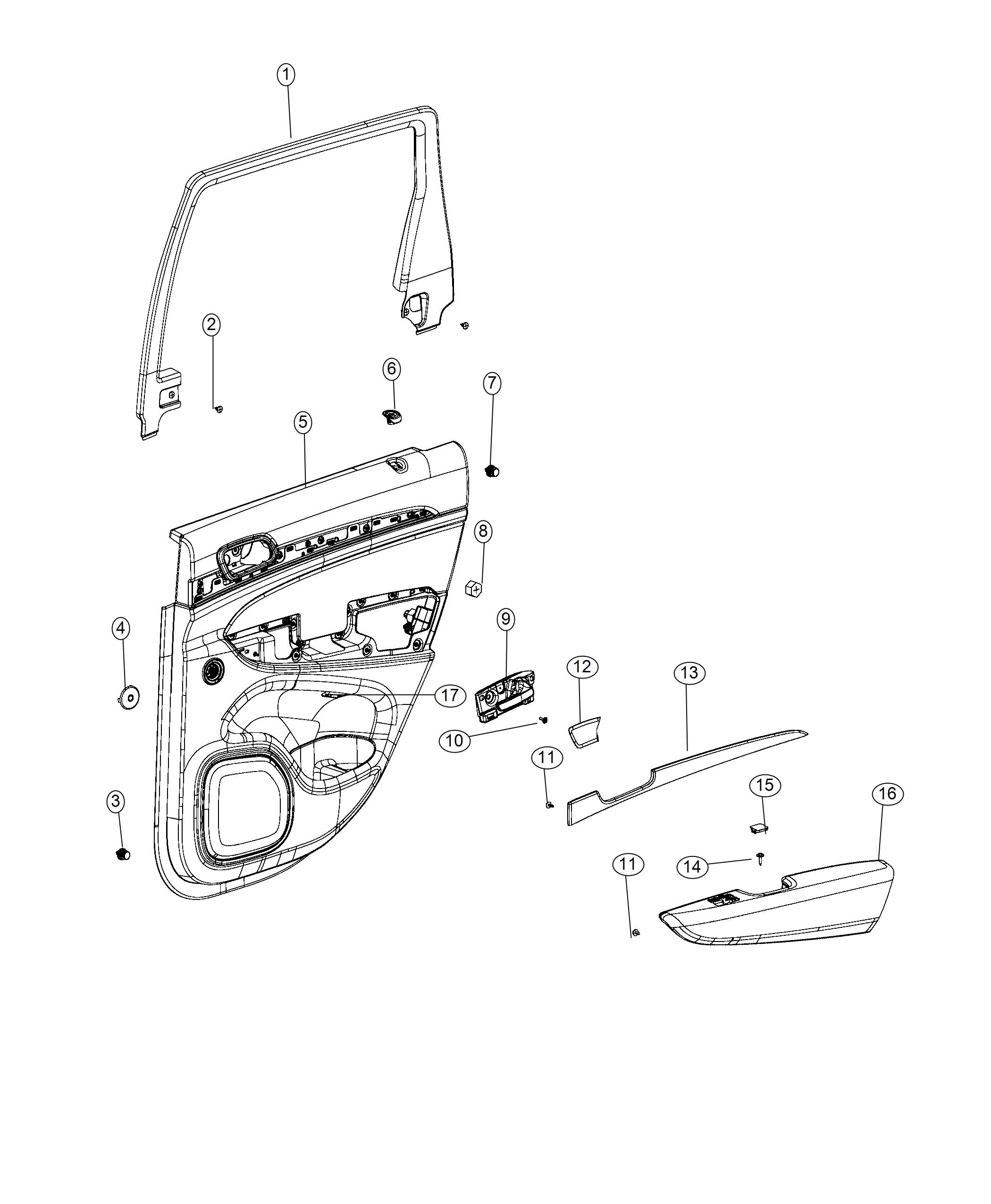 Diagram Rear Door Trim Panels. for your 2017 Jeep Grand Cherokee   