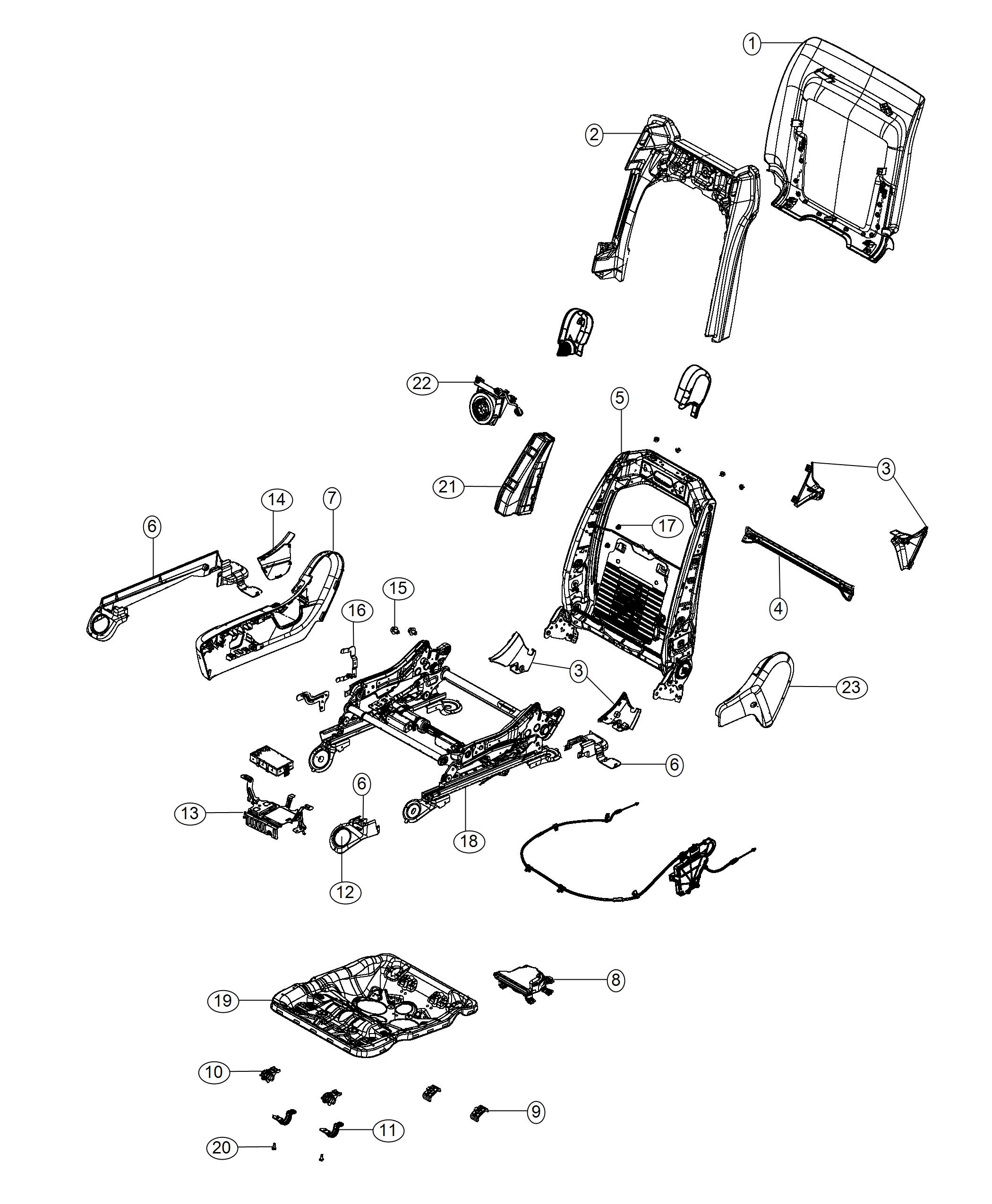 Adjusters, Recliners and Shields - Passenger Seat - Power - LHD. Diagram