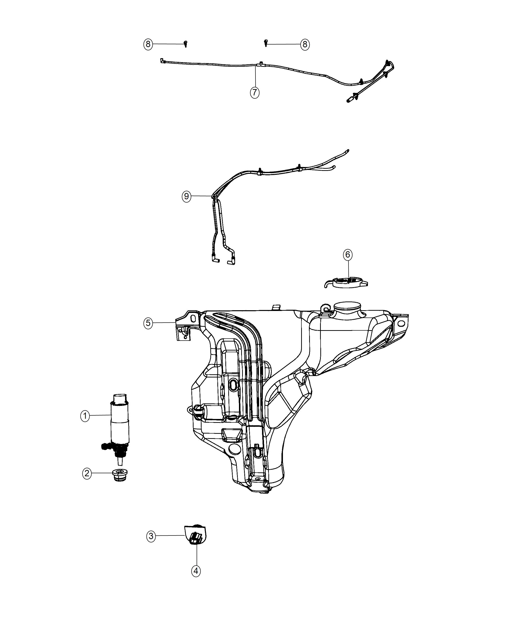 Diagram Front Washer System. for your 2004 Dodge Durango   