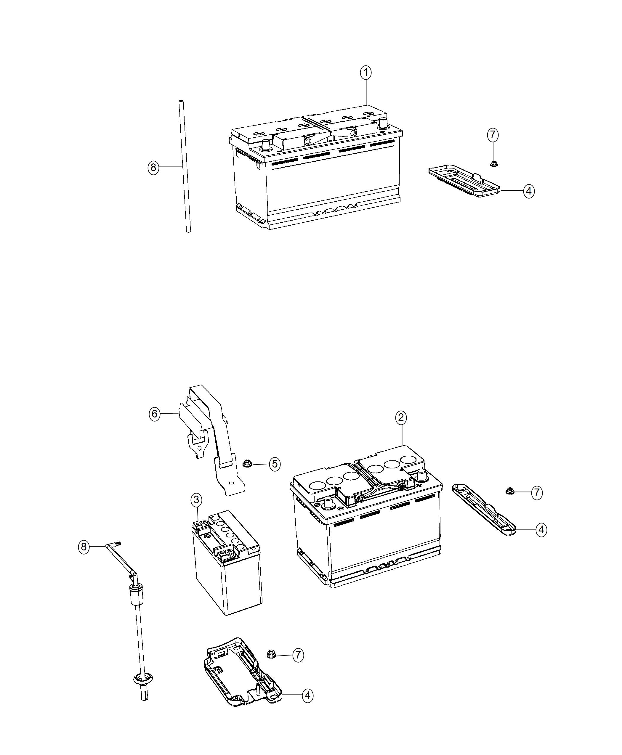 Diagram Battery, Tray And Support. for your Dodge Durango  