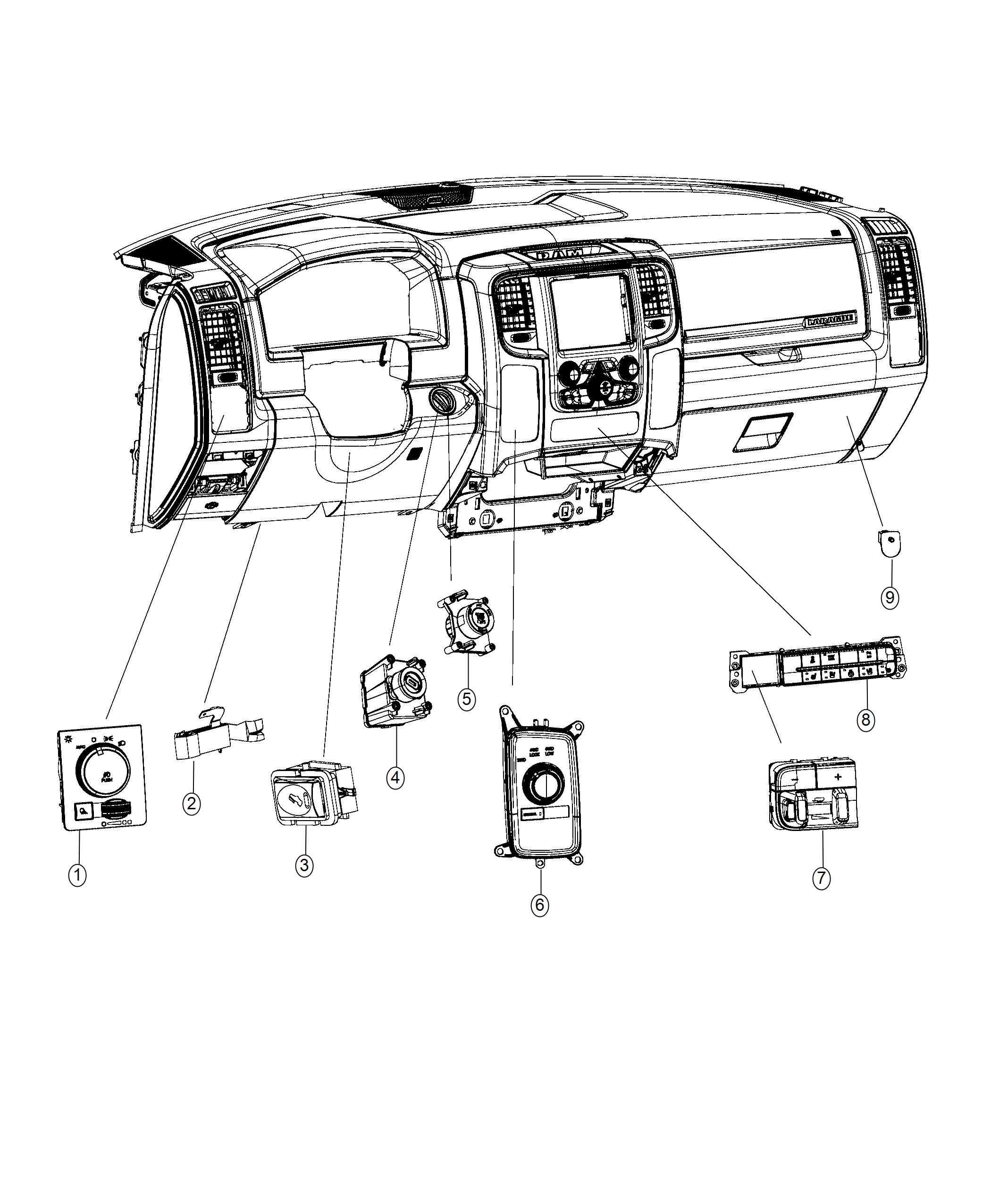 Diagram Switches, Instrument Panel. for your Ram 3500  