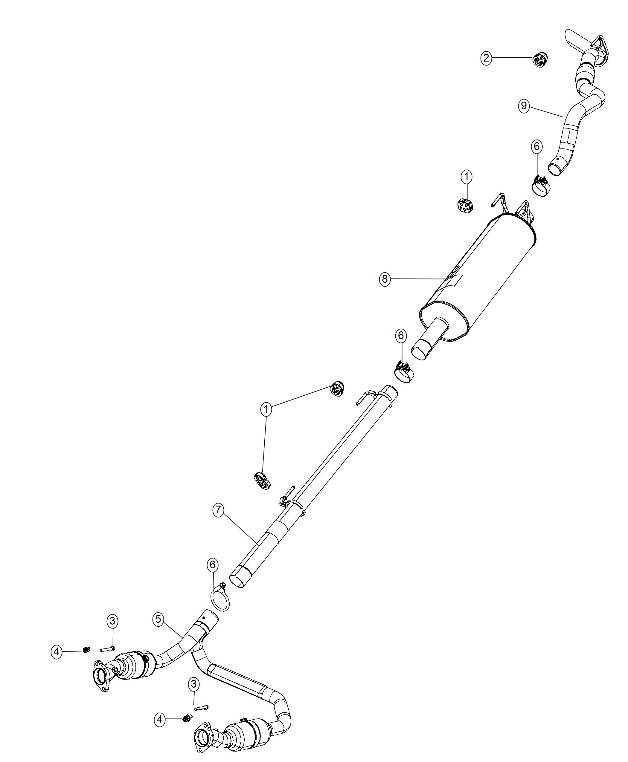 Diagram Exhaust System 5.7L [5.7L V8 HEMI VVT Engine] 6.4L [6.4L Heavy Duty V8 HEMI with MDS]. for your 2003 Chrysler 300  M 