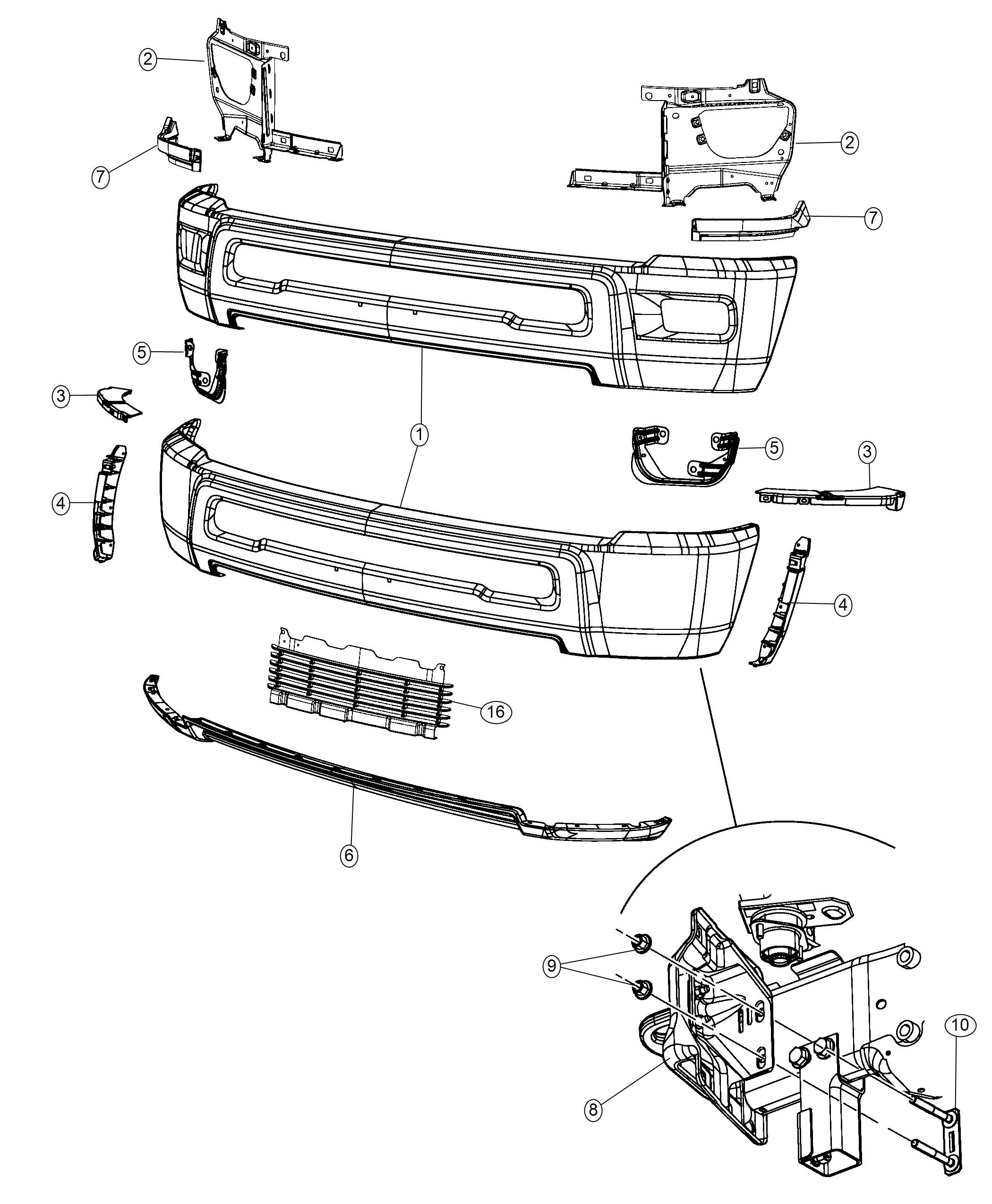 Diagram Bumper, Front. for your 2004 Chrysler 300  M 