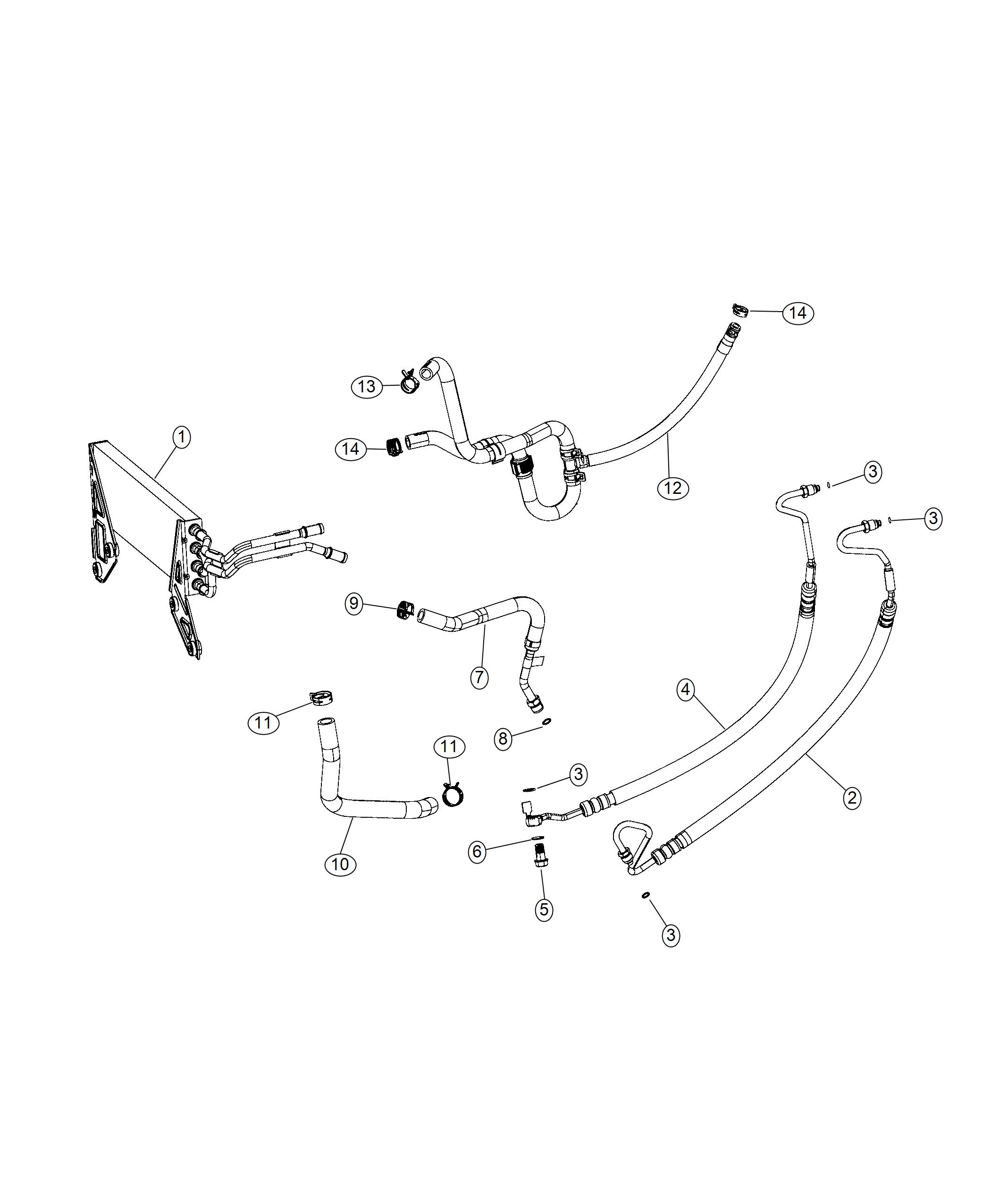 Diagram Power Steering Hoses, [6.7L I6 Cummins Turbo Diesel Engine]. for your Ram 3500  