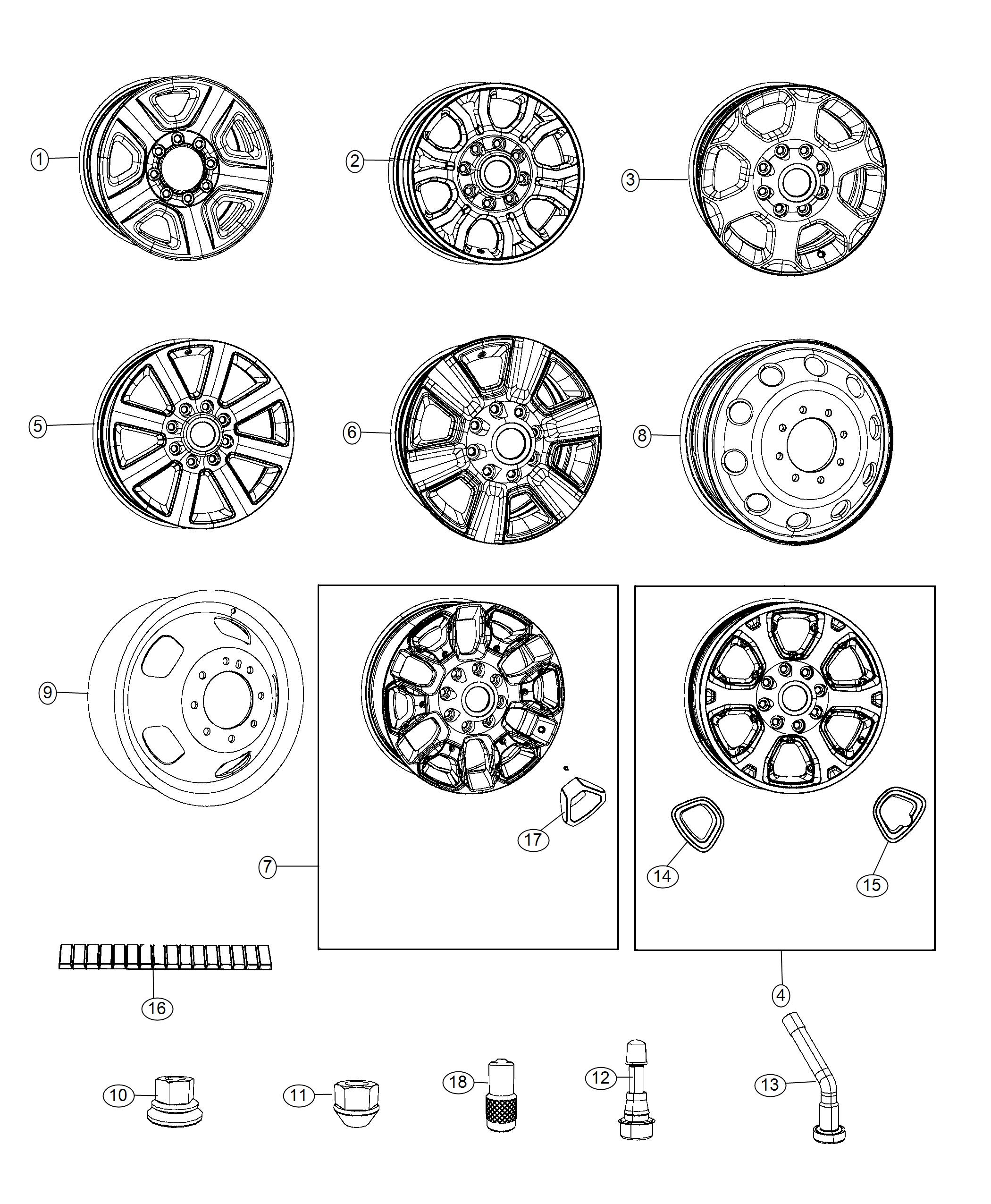 Diagram Wheels and Hardware. for your 2015 Dodge Journey   