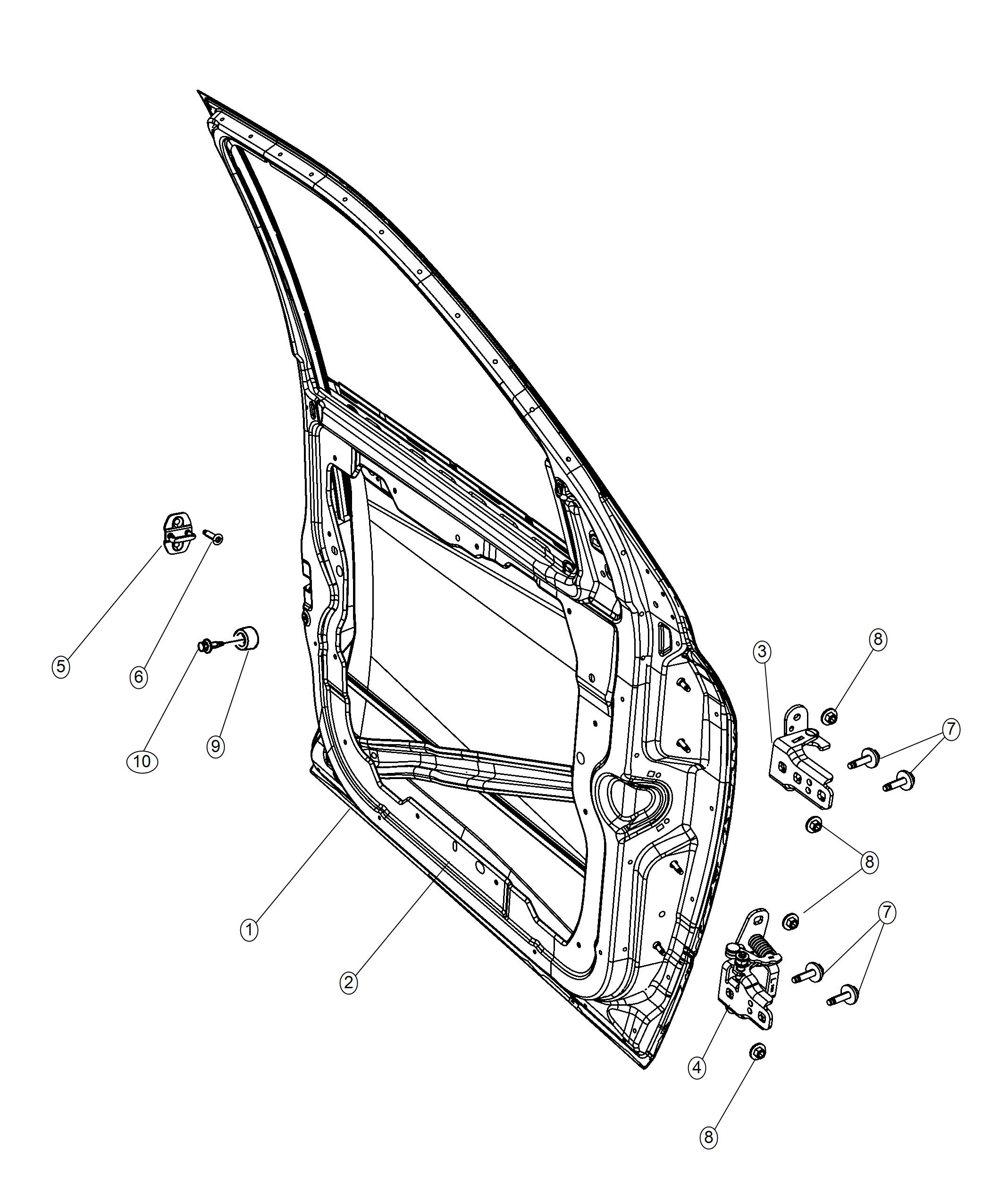 Diagram Front Door, Shell And Hinges. for your 2000 Chrysler 300  M 