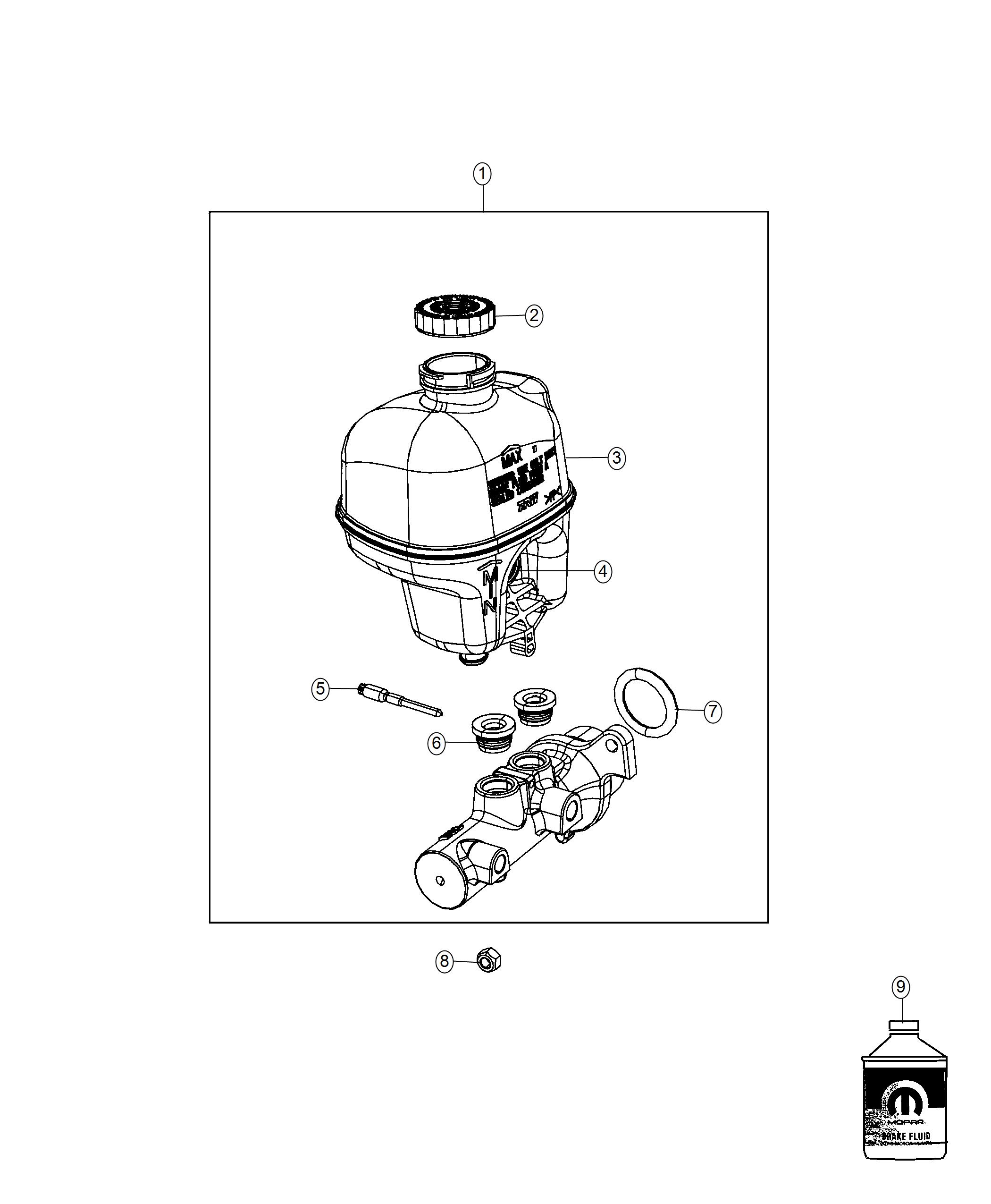 Master Cylinder, Brake, Vacuum Booster. Diagram