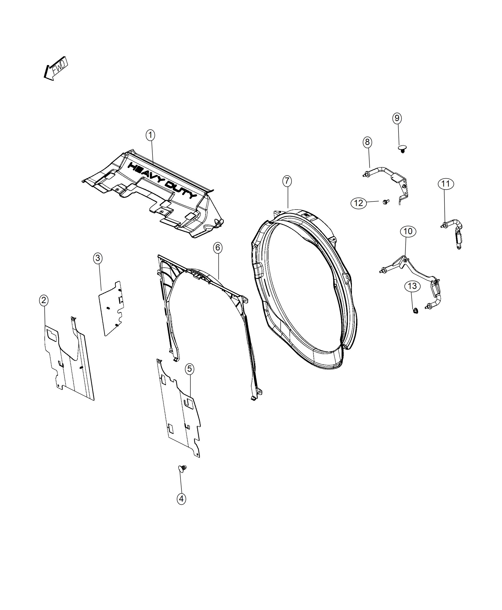 Diagram Radiator Seals, Shields, Baffles, And Shrouds. for your Ram 2500  