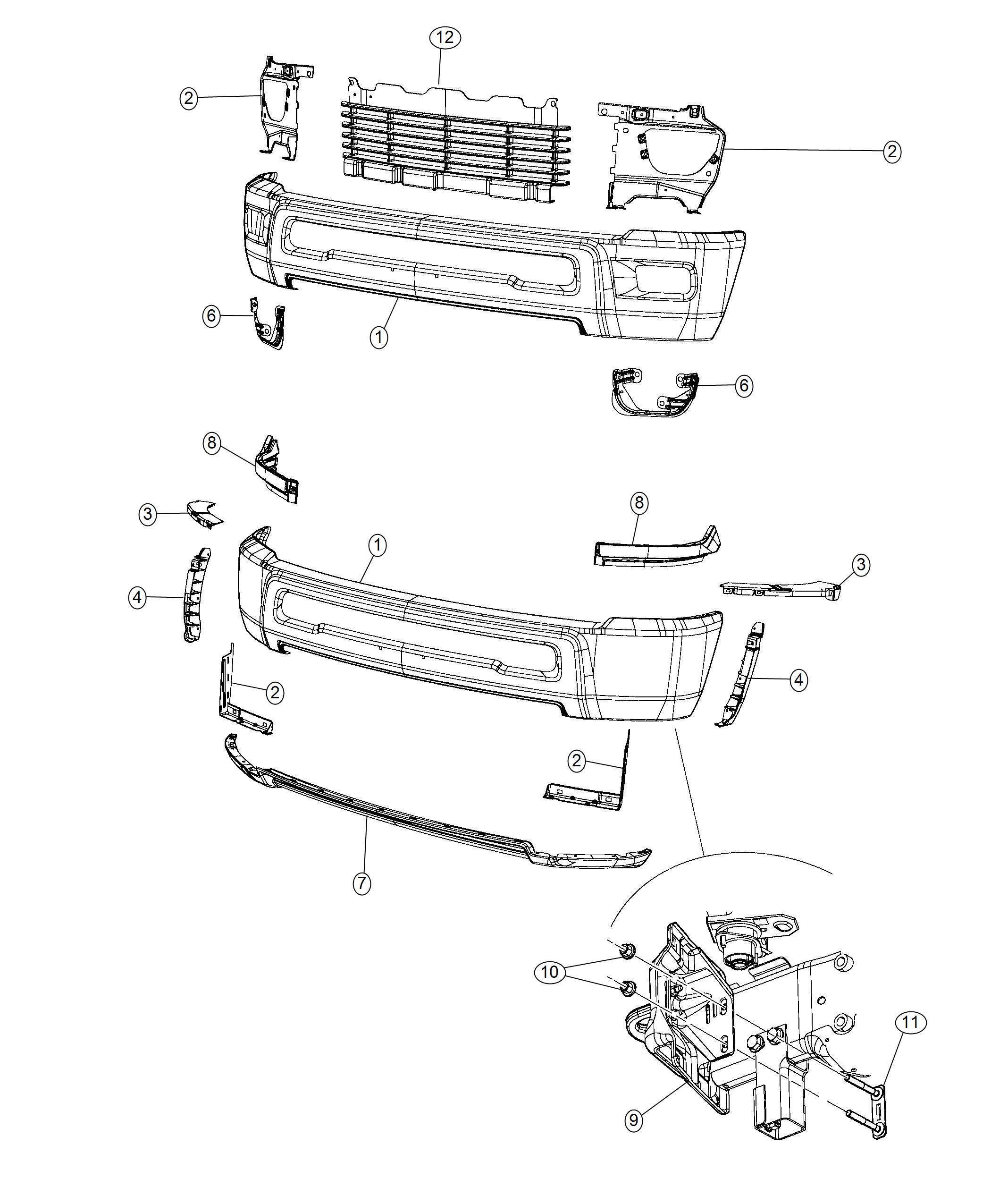 Diagram Bumper Front. for your 2010 Dodge Ram 1500   