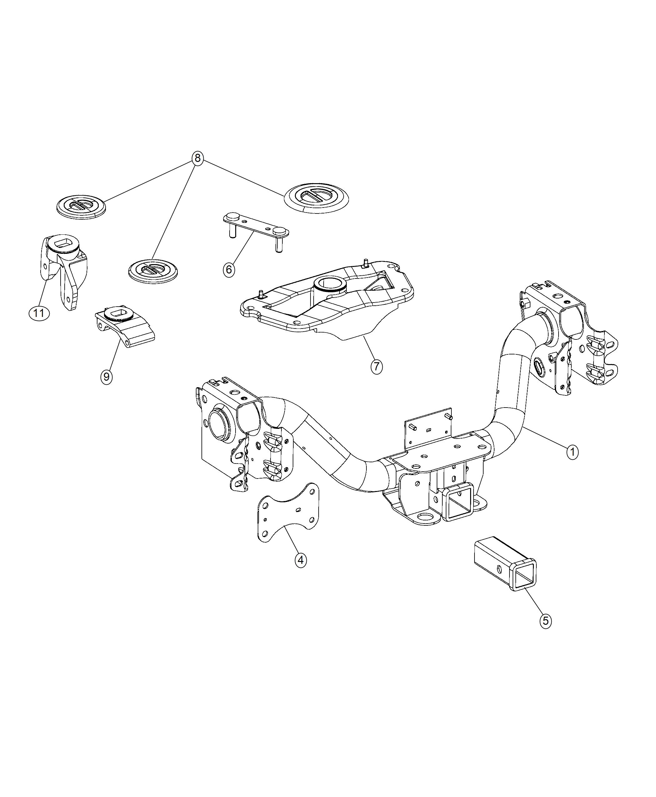 Tow Hooks and Hitches Rear. Diagram