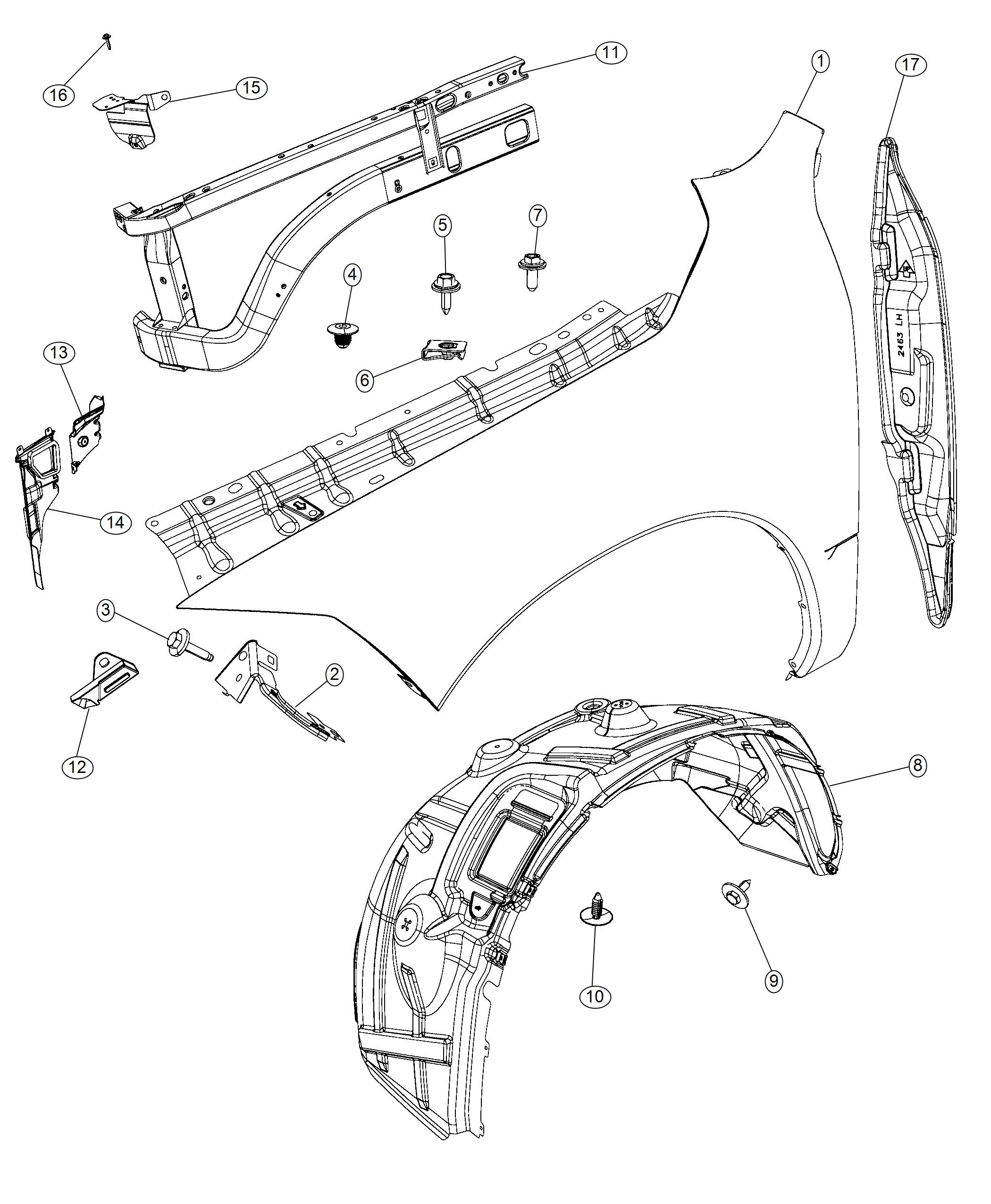 Diagram Front Fender. for your Ram 2500  