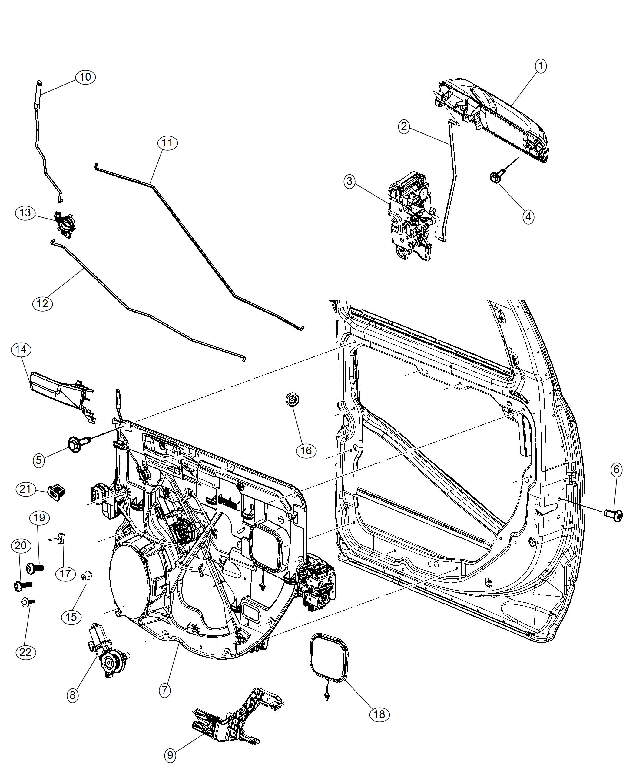 Diagram Rear Door, Hardware Components. for your Chrysler 300  M