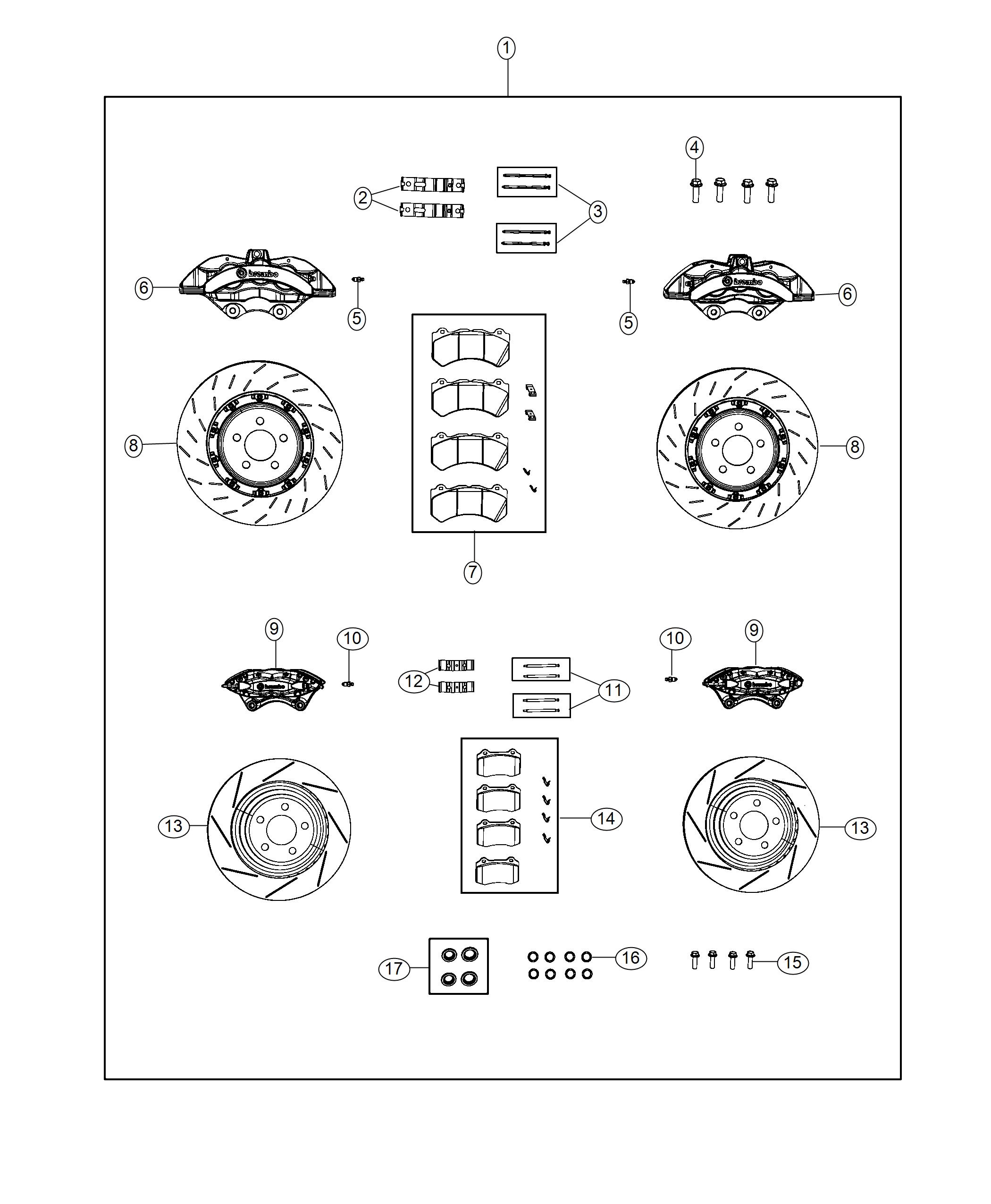 Diagram Brake Kit, Front And Rear. for your 2010 Ram 1500   