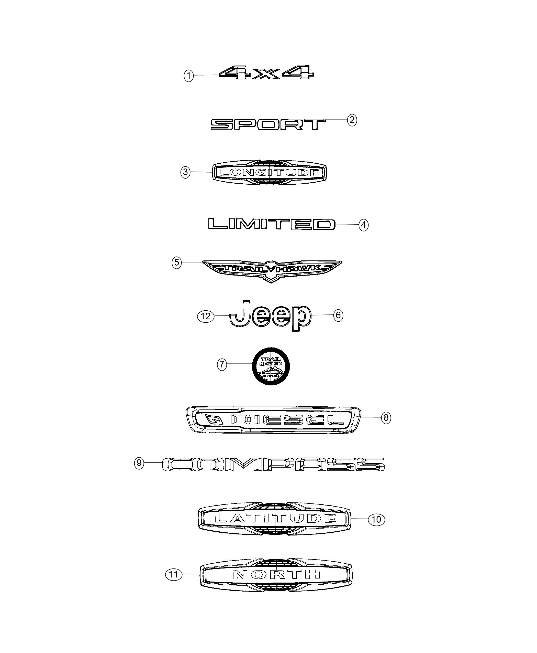 Diagram Nameplates, Emblems and Medallions. for your 2019 Dodge Journey  SE 