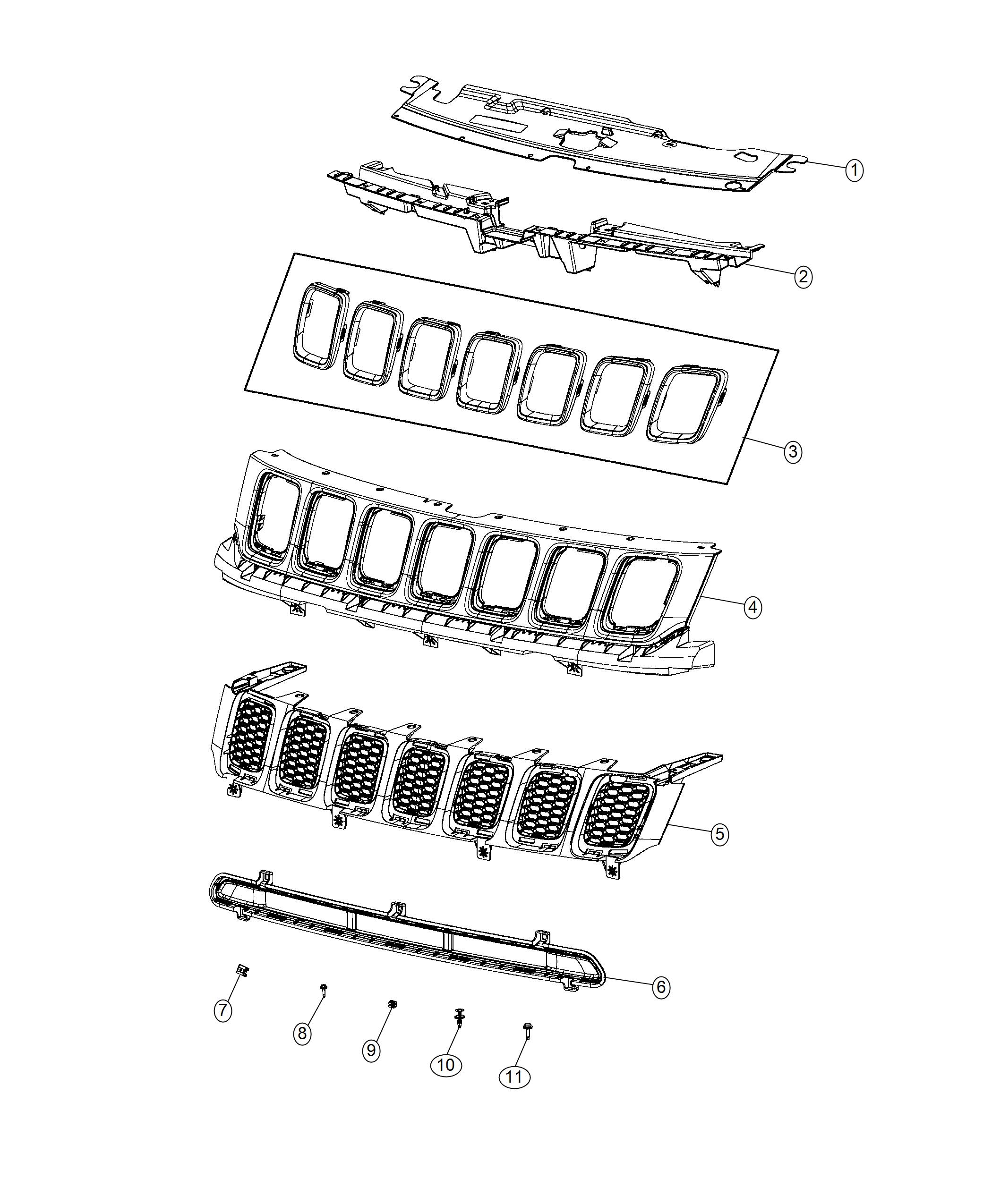 Diagram Grille. for your 2017 Jeep Wrangler   