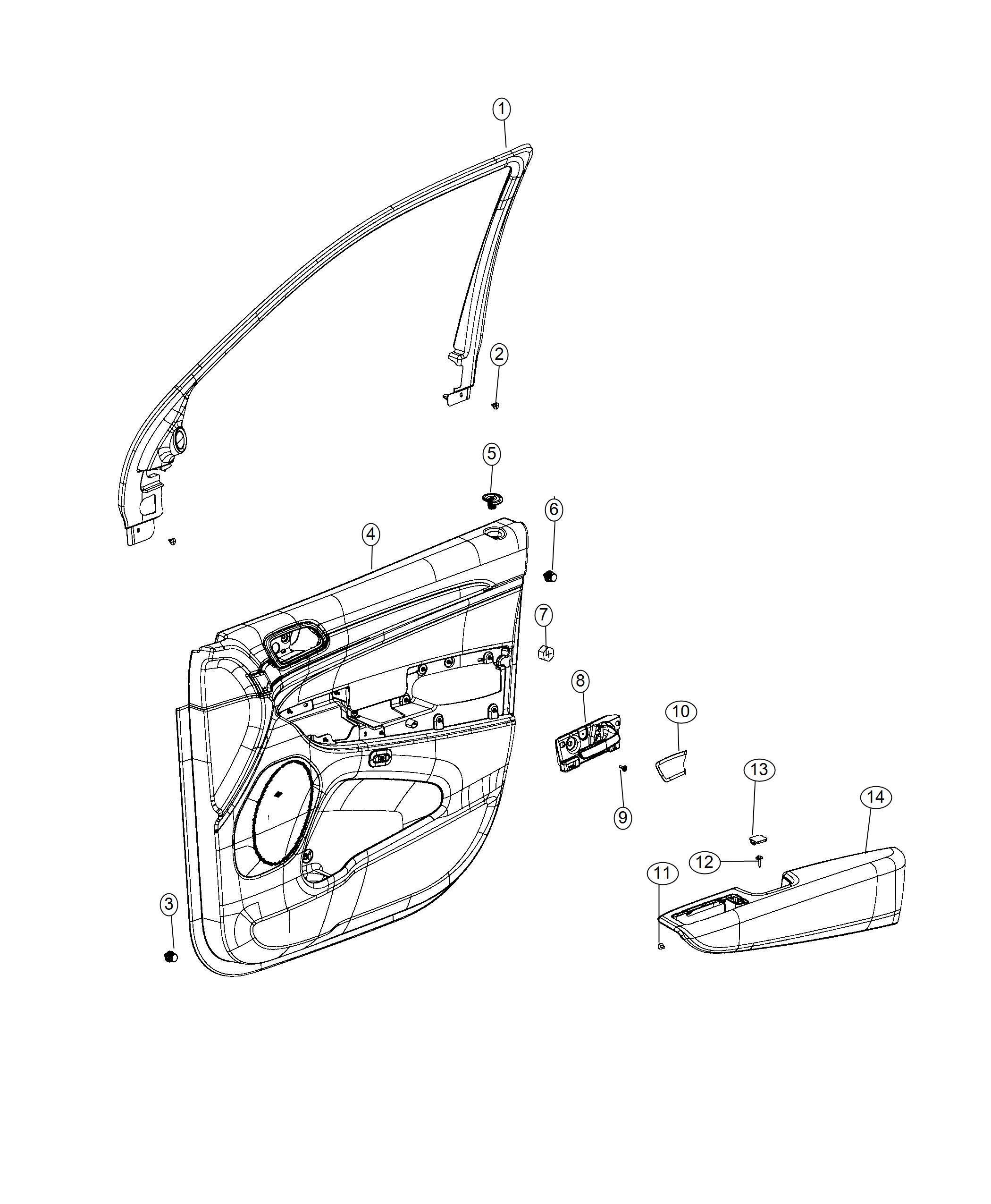 Diagram Front Door Trim Panels. for your 2018 Dodge Durango SPECIAL SERVICE 3.6L V6 AWD 