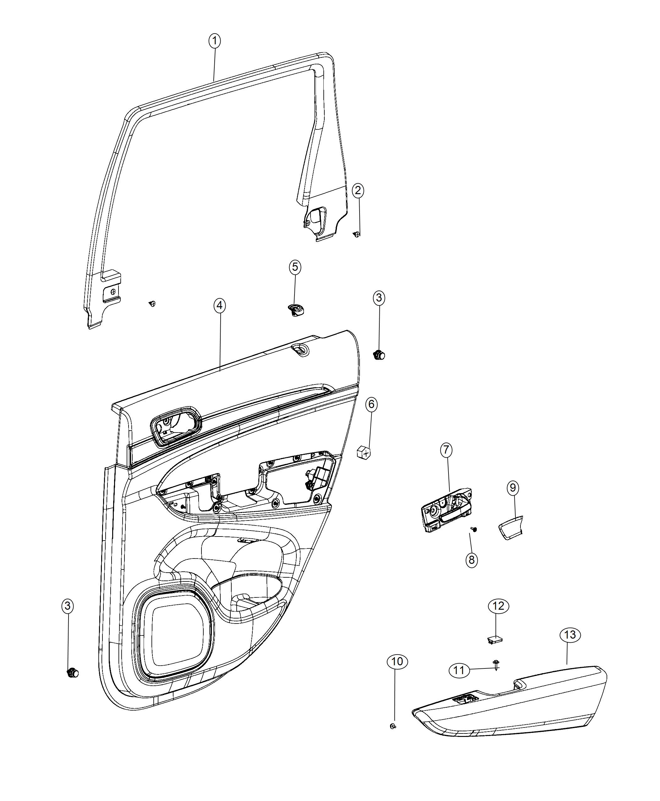 Diagram Rear Door Trim Panels. for your 2002 Dodge Durango   