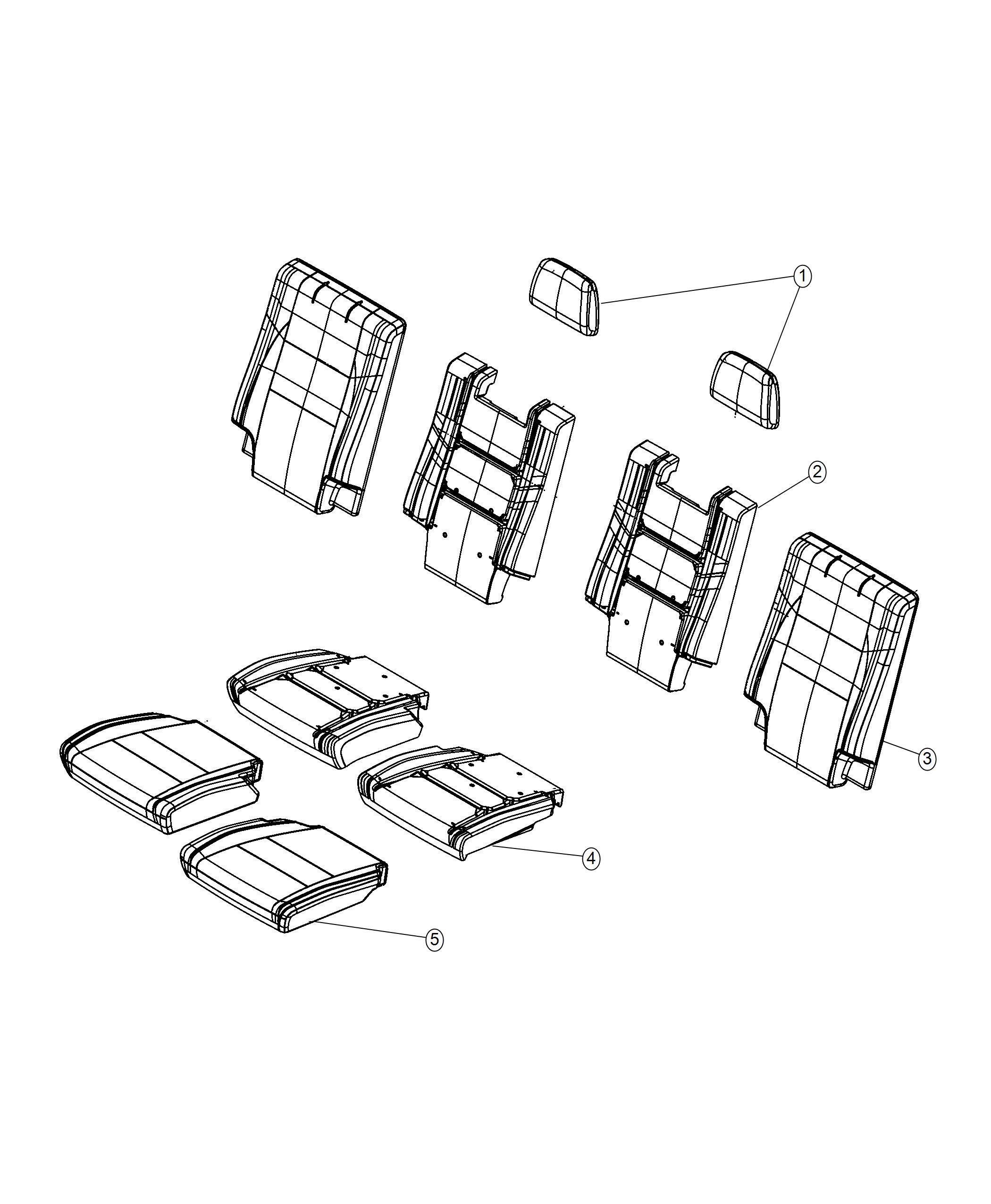 Diagram Rear Seat - Split Seat - Trim Code [Leather Trimmed Bucket Seats]. for your 2000 Chrysler 300  M 