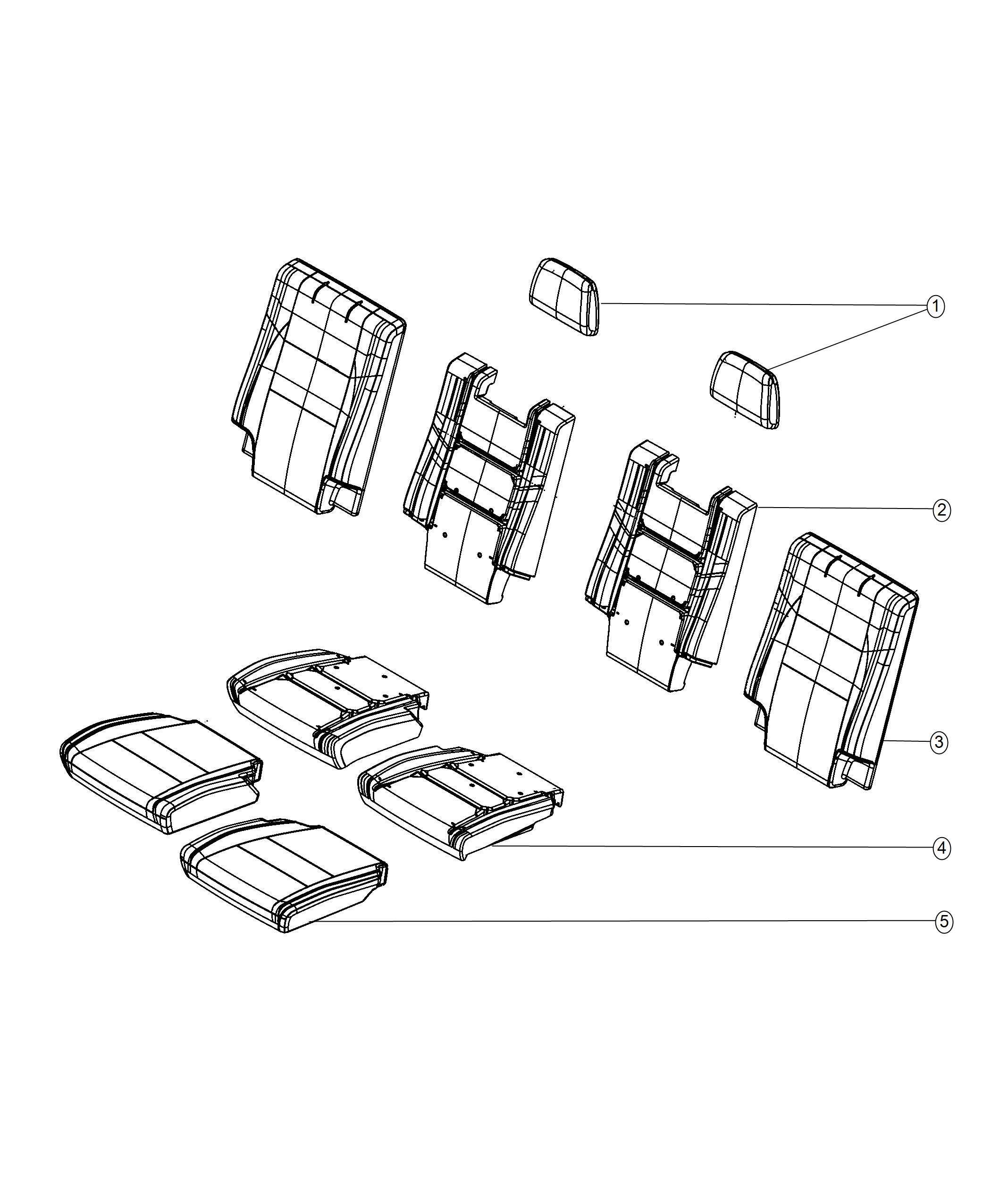 Diagram Rear Seat - Split Seat - Trim Code [Lux Leather Trimmed Bucket Seats]. for your 2000 Chrysler 300  M 