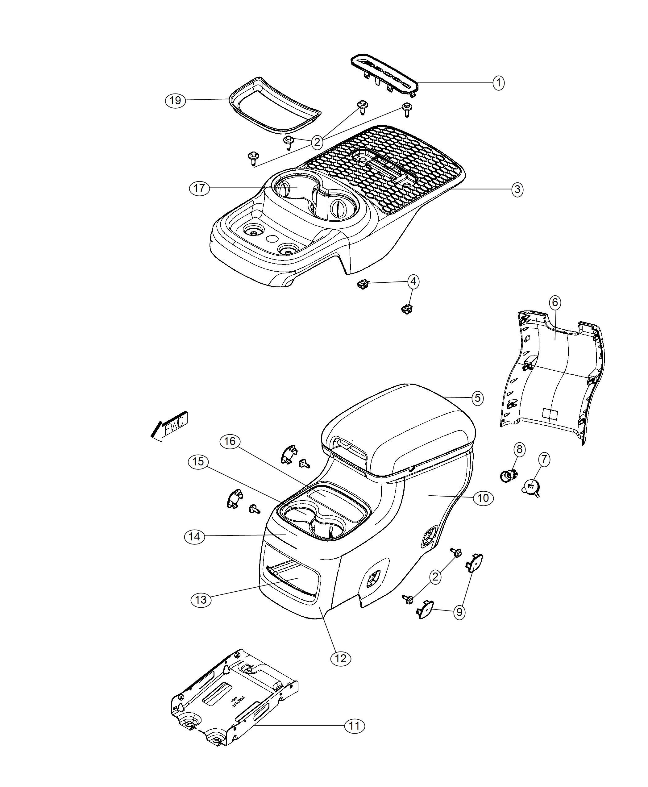 Diagram Floor Console Rear. for your Dodge