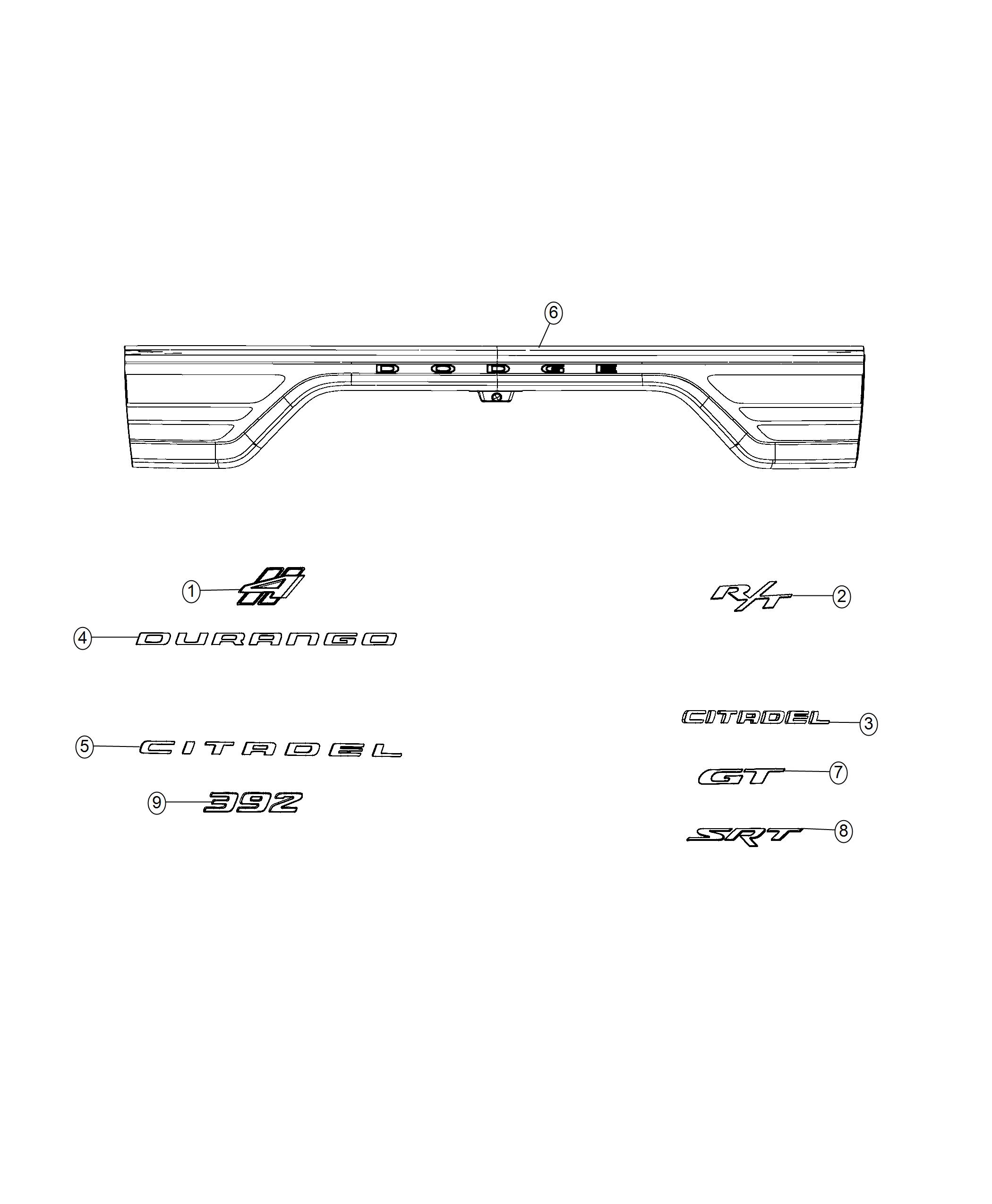 Diagram Nameplates, Emblems and Medallions. for your Dodge Journey  