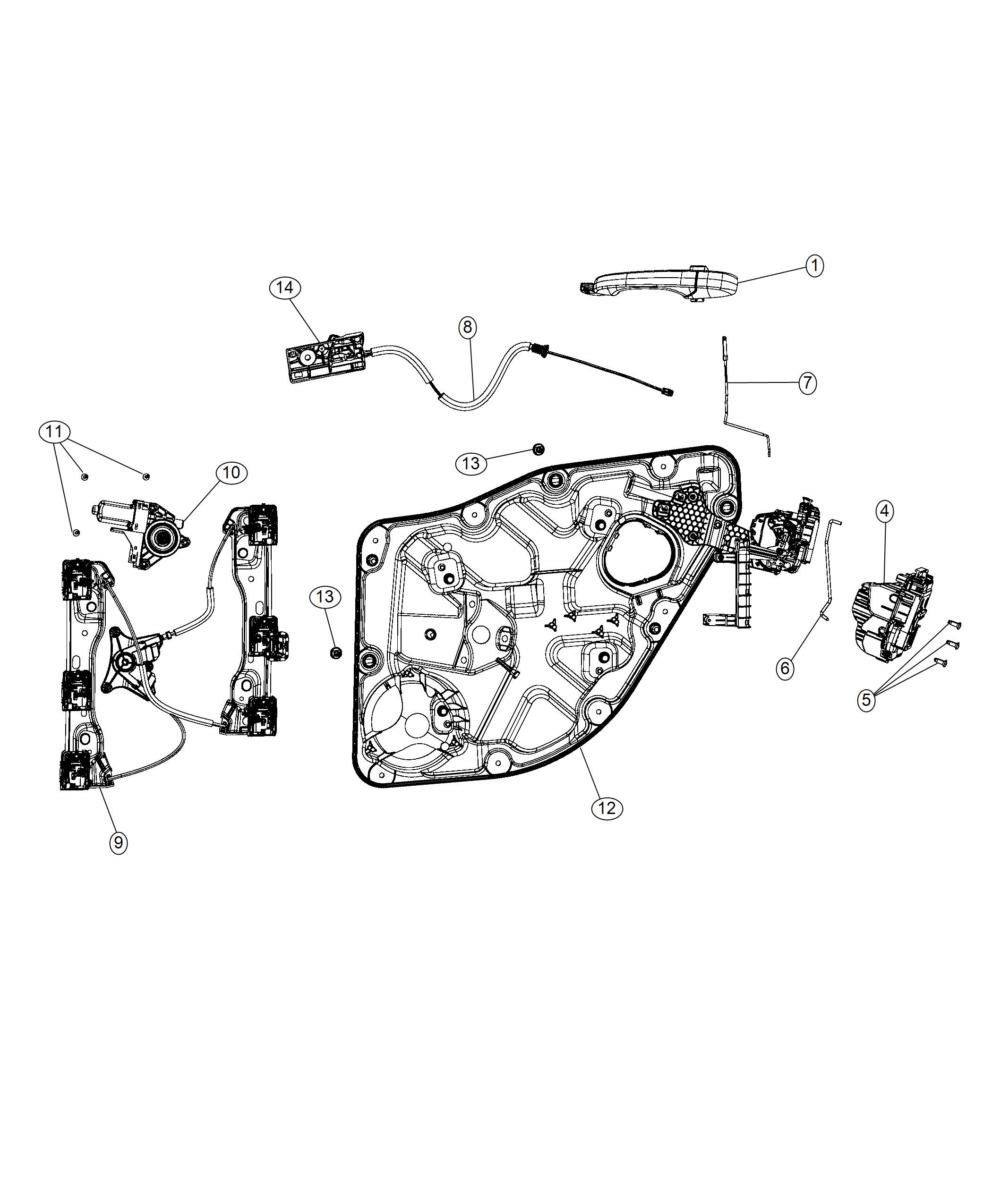 Diagram Rear Door, Hardware Components. for your 2023 Dodge Durango SRT 392 Plus  