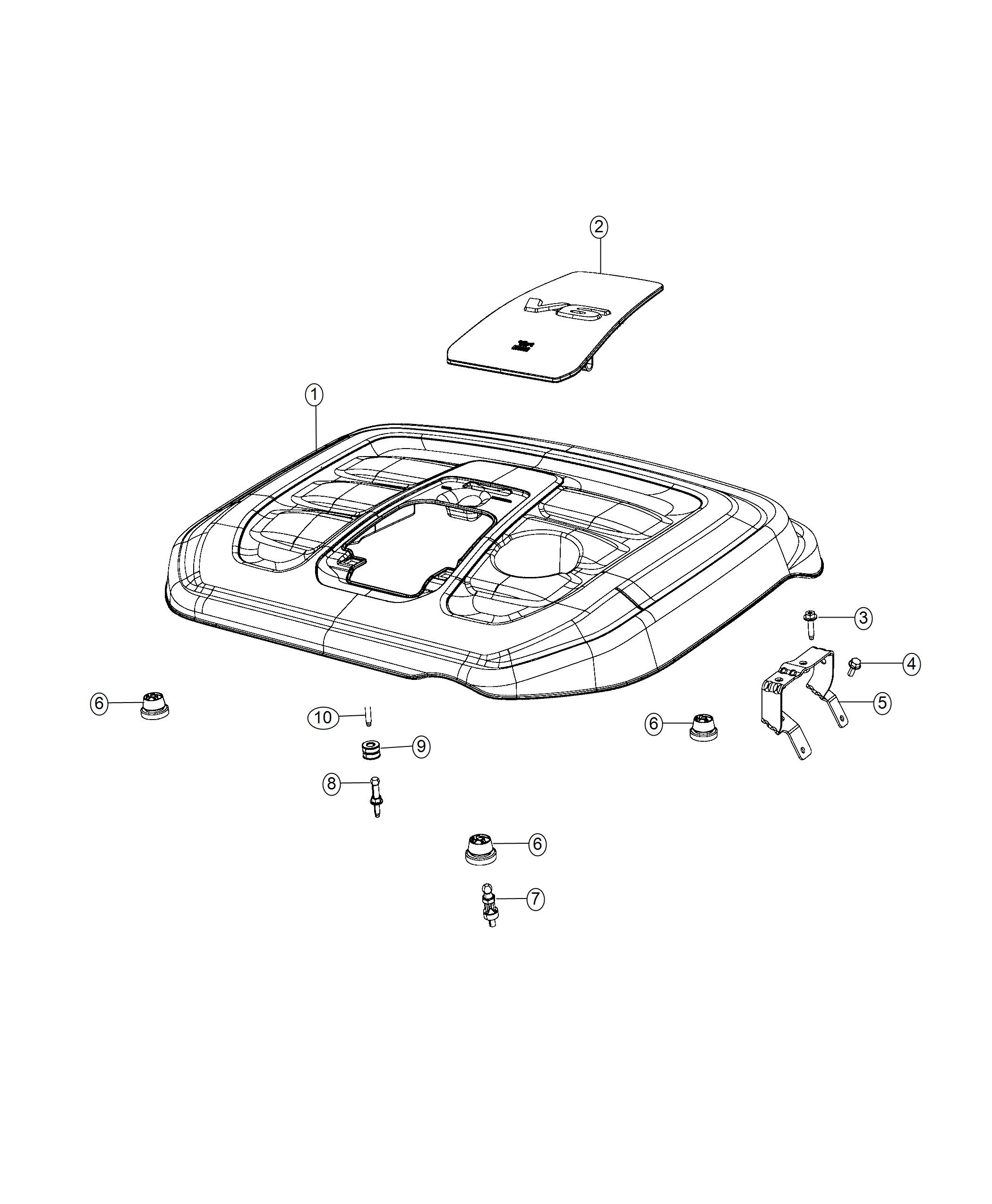 Diagram Engine Cover And Related Parts 3.6L. for your 2020 Dodge Charger   