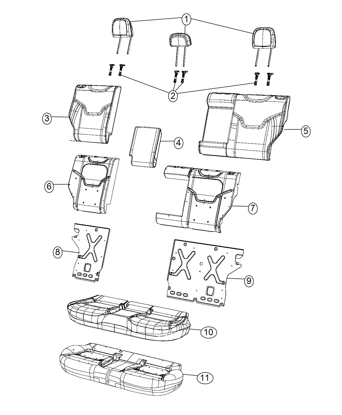 Diagram Rear Seat - Split Seat - Trim Code [Lux Leather Trimmed Bucket Seats]. for your Jeep Compass  