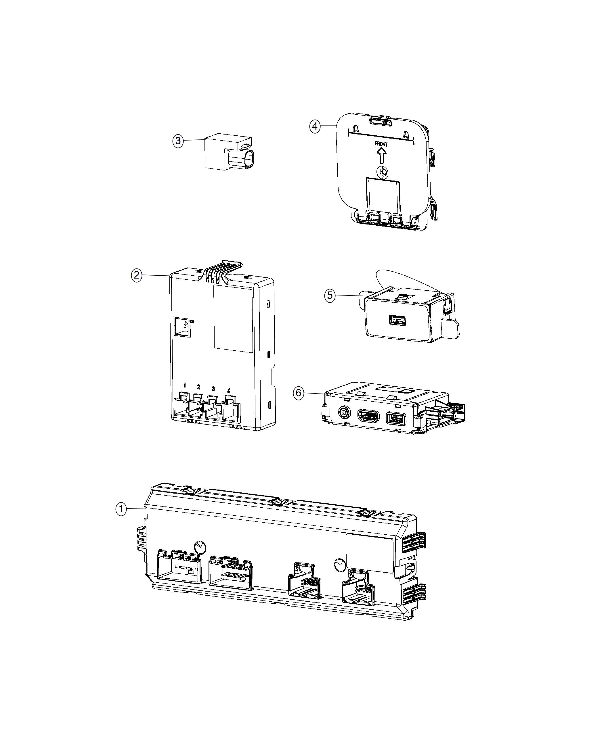 Diagram Module, Front Seat Sensors, USB Connectors and Seat Control. for your Chrysler Pacifica  