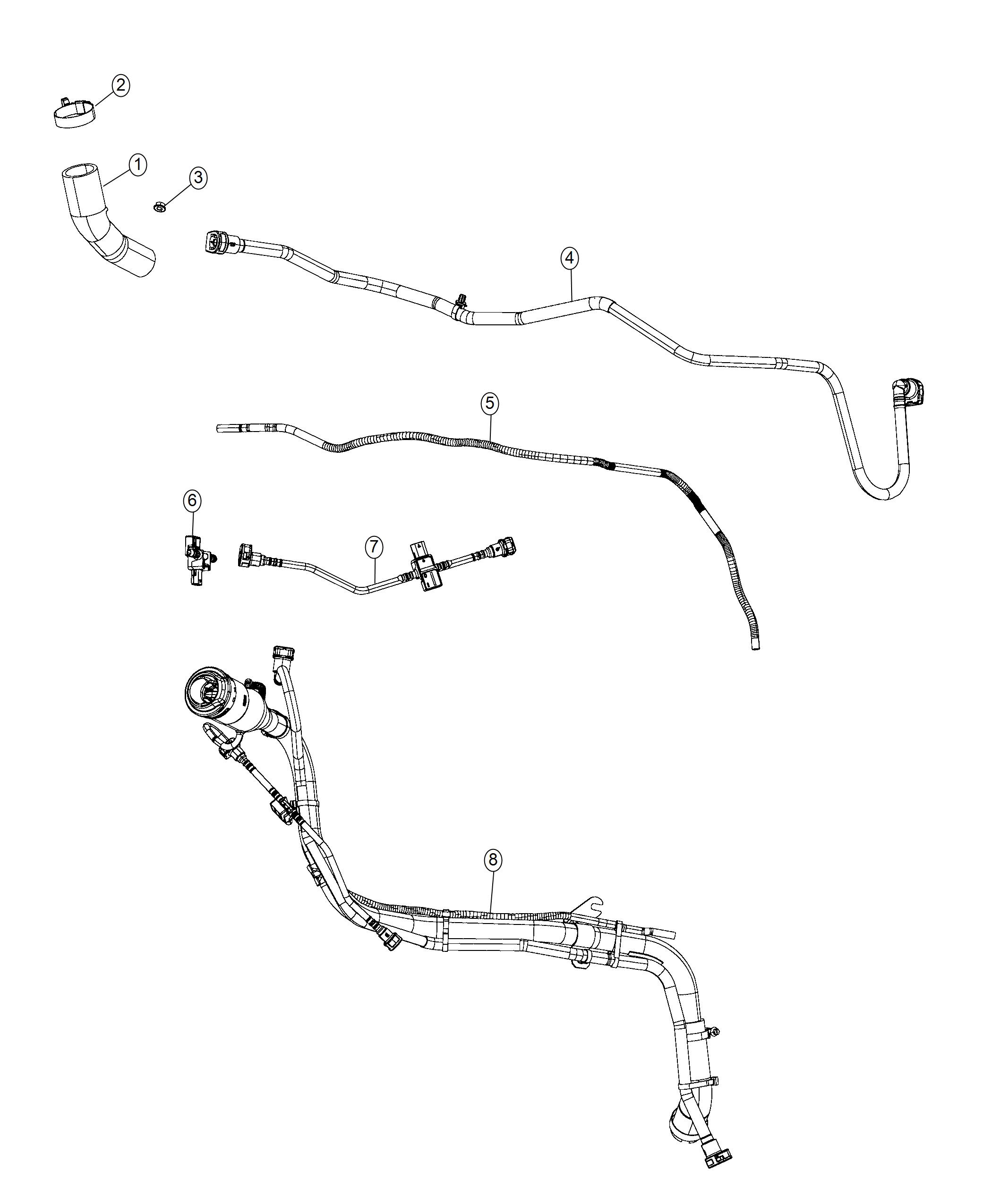 Diagram Fuel Tank Filler Tube. for your 2022 Chrysler PACIFICA L HYBRID   