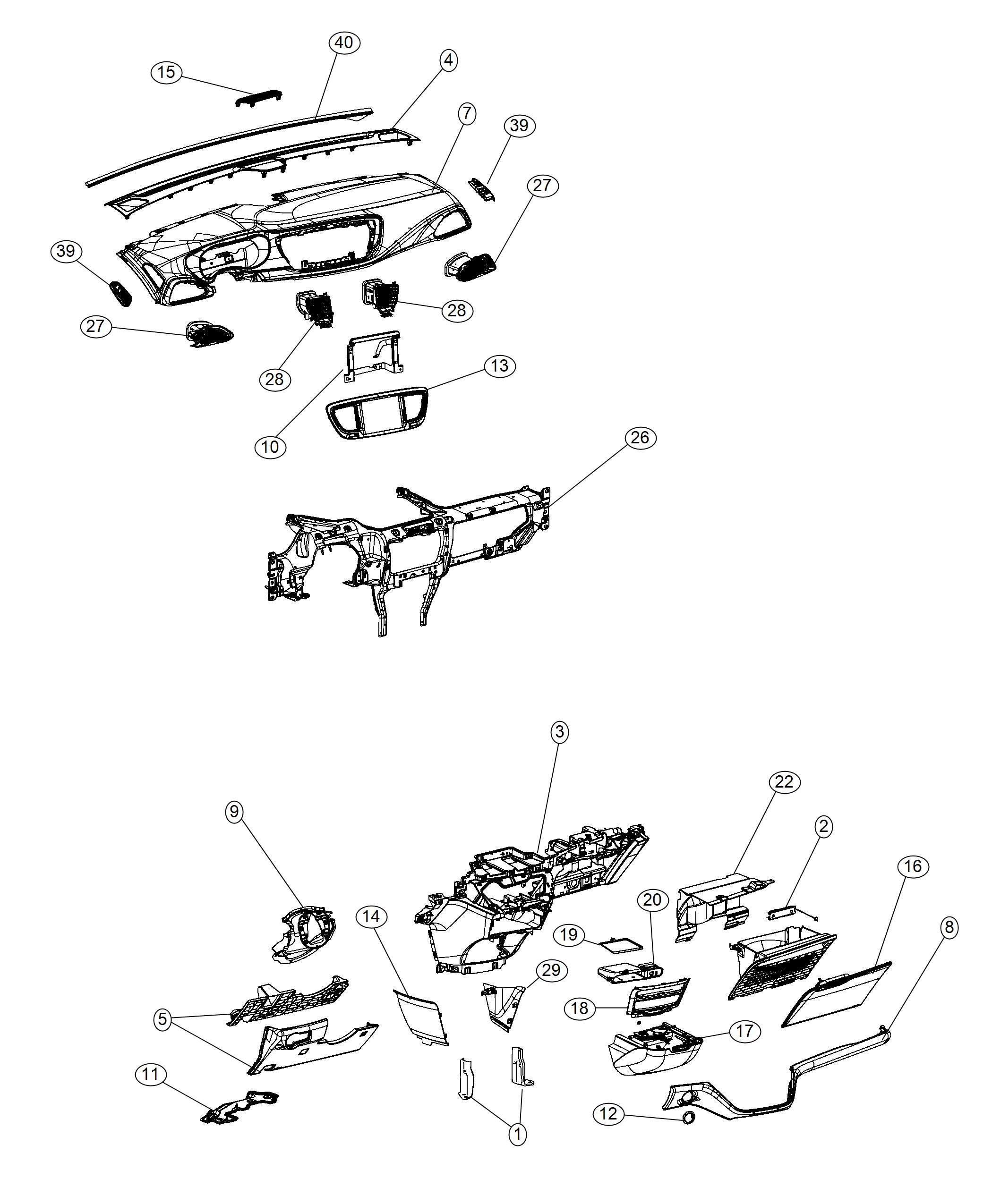 Diagram Instrument Panel Trim. for your Dodge Durango  