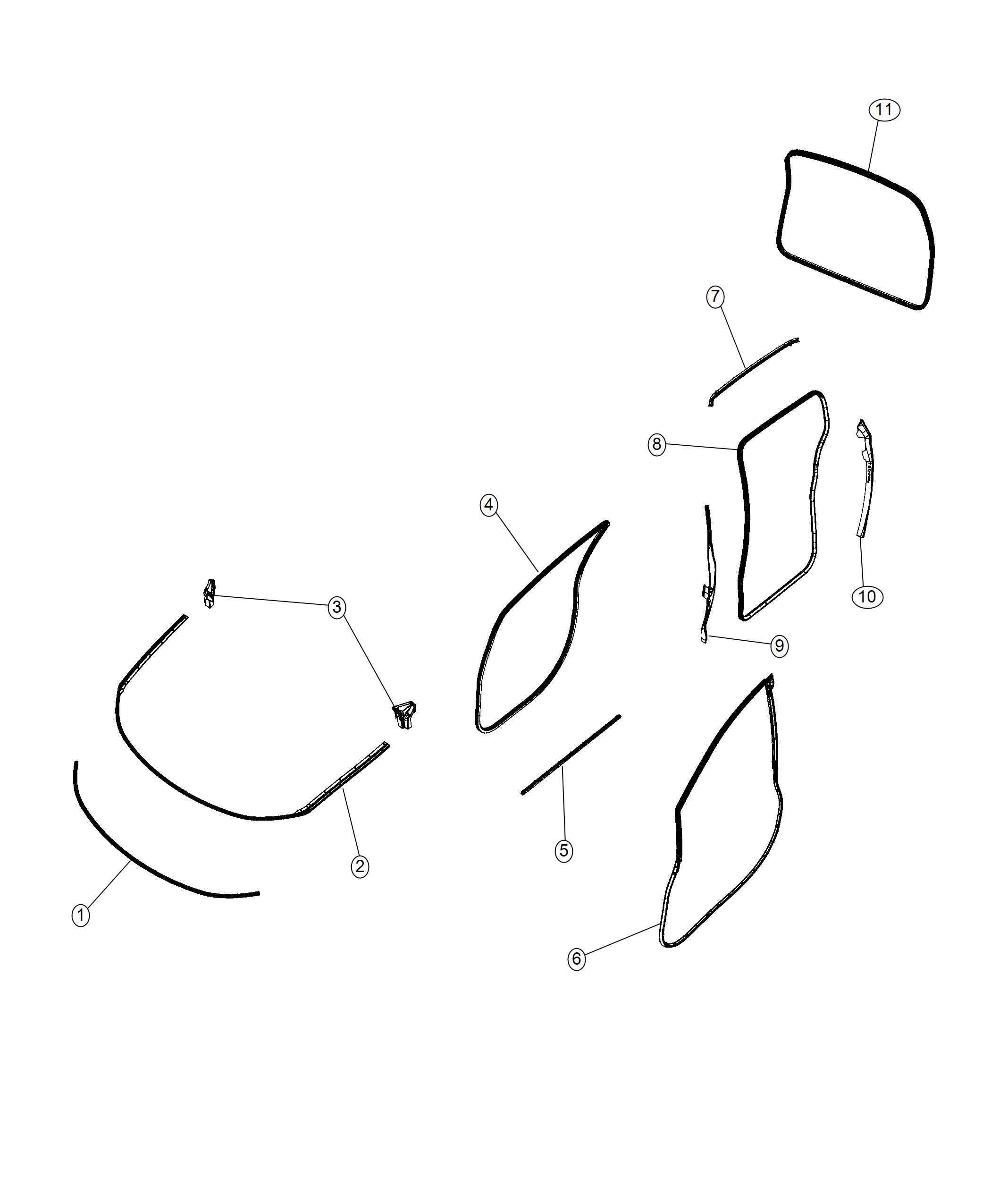 Diagram Body Weatherstrips and Seals. for your 2019 Chrysler PACIFICA L HYBRID   