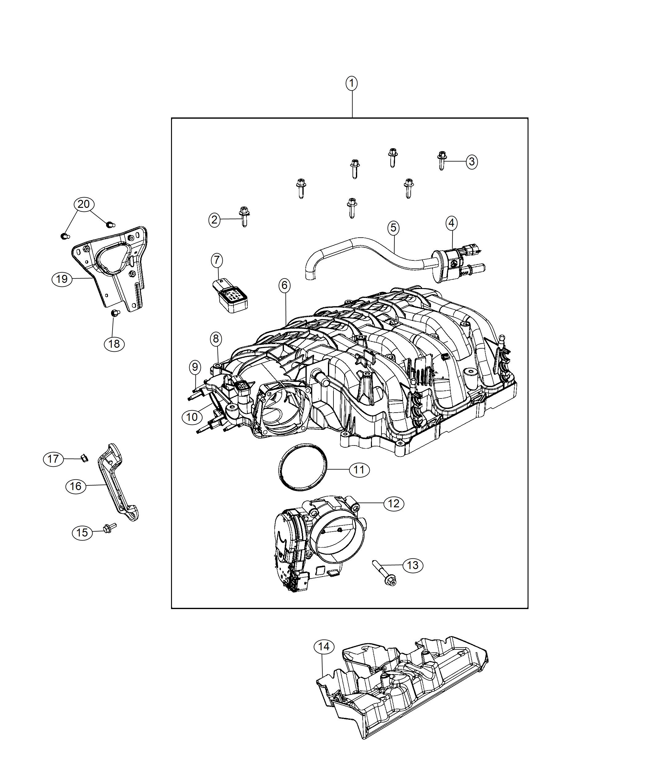 Diagram Upper Intake Manifold Plenum 3.6L. for your Chrysler Pacifica  