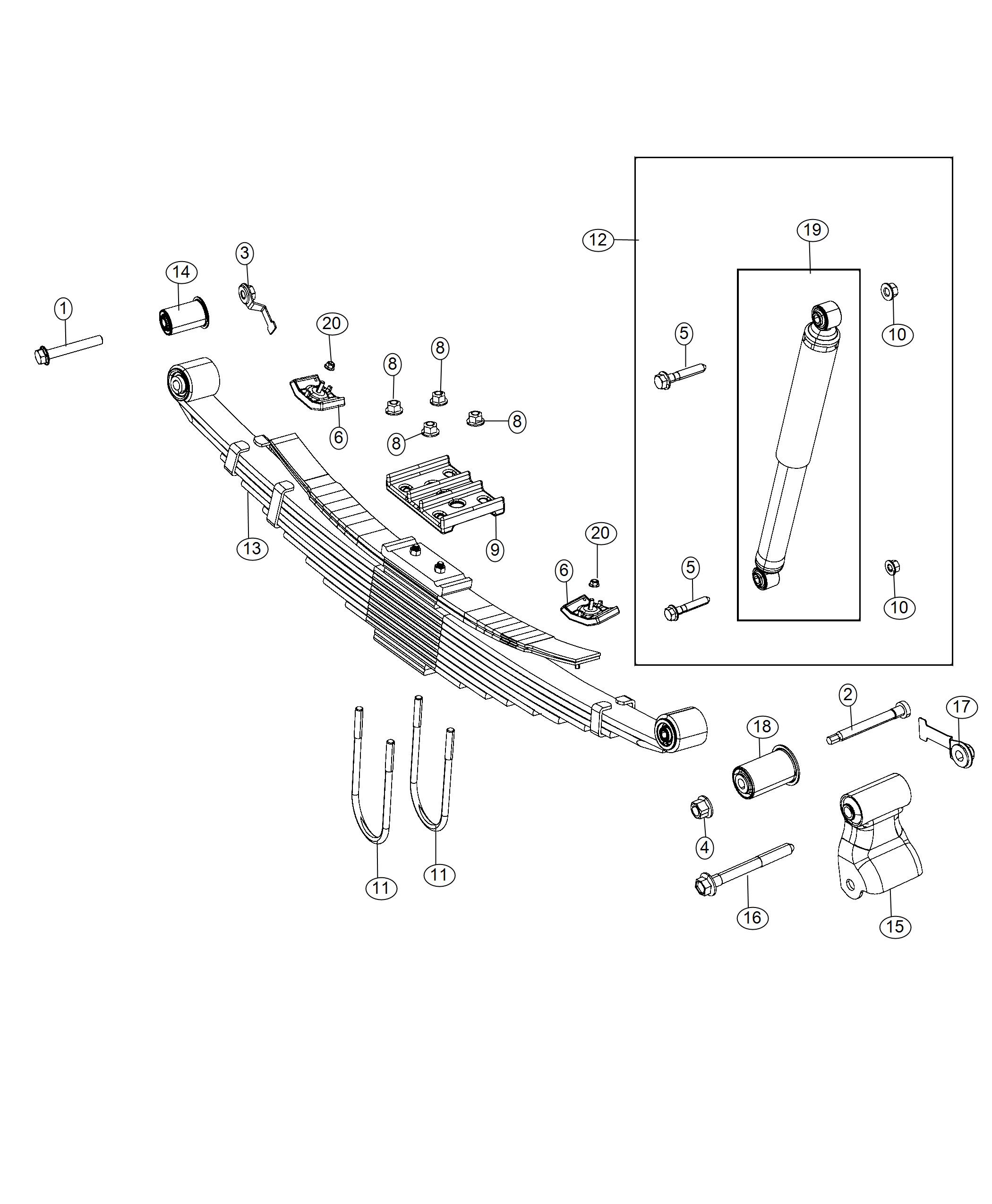 Diagram Suspension., Rear ( Leaf Spring). for your 2007 Ram 3500   