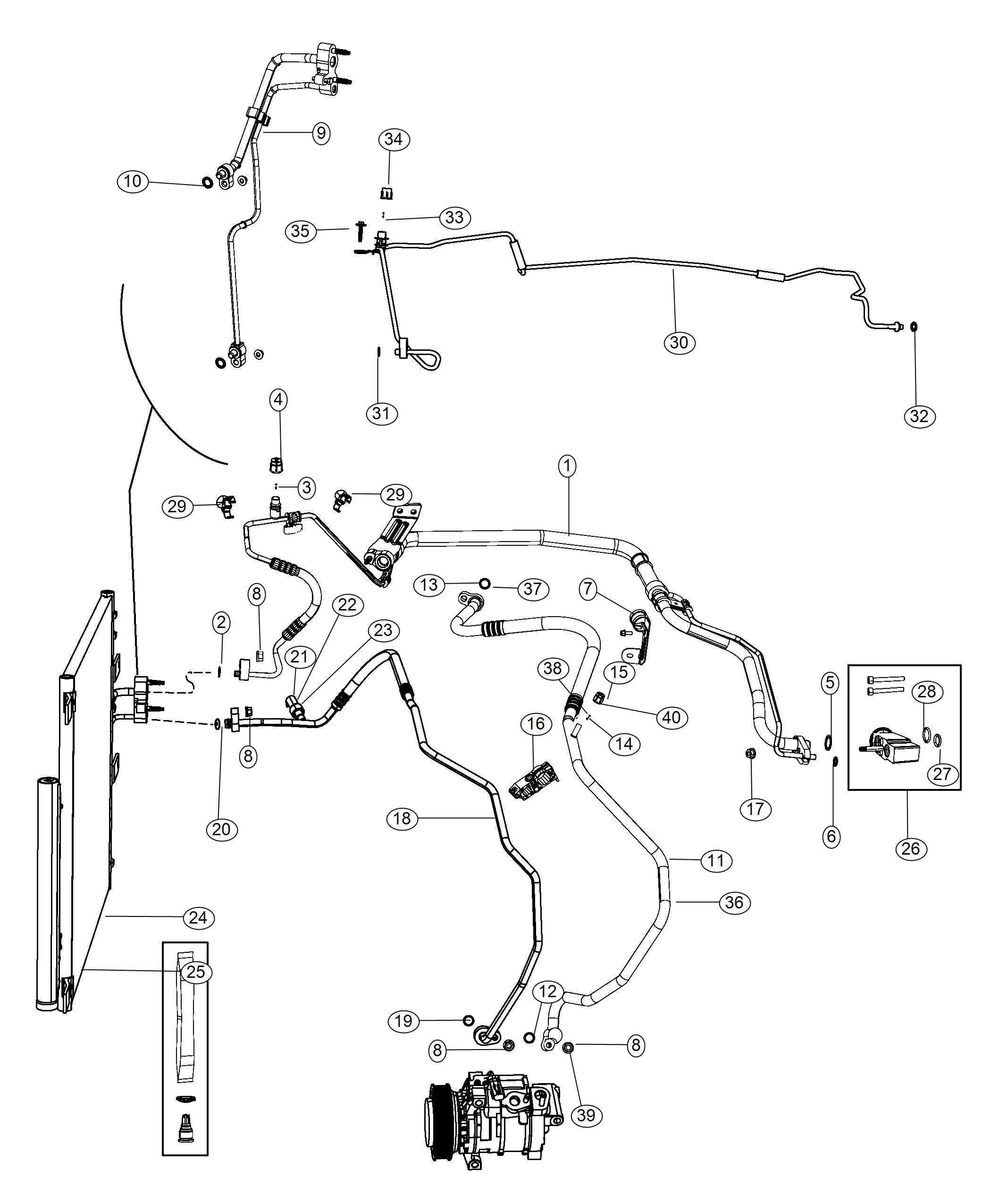 Diagram A/C Plumbing. for your 2017 Ram 1500   