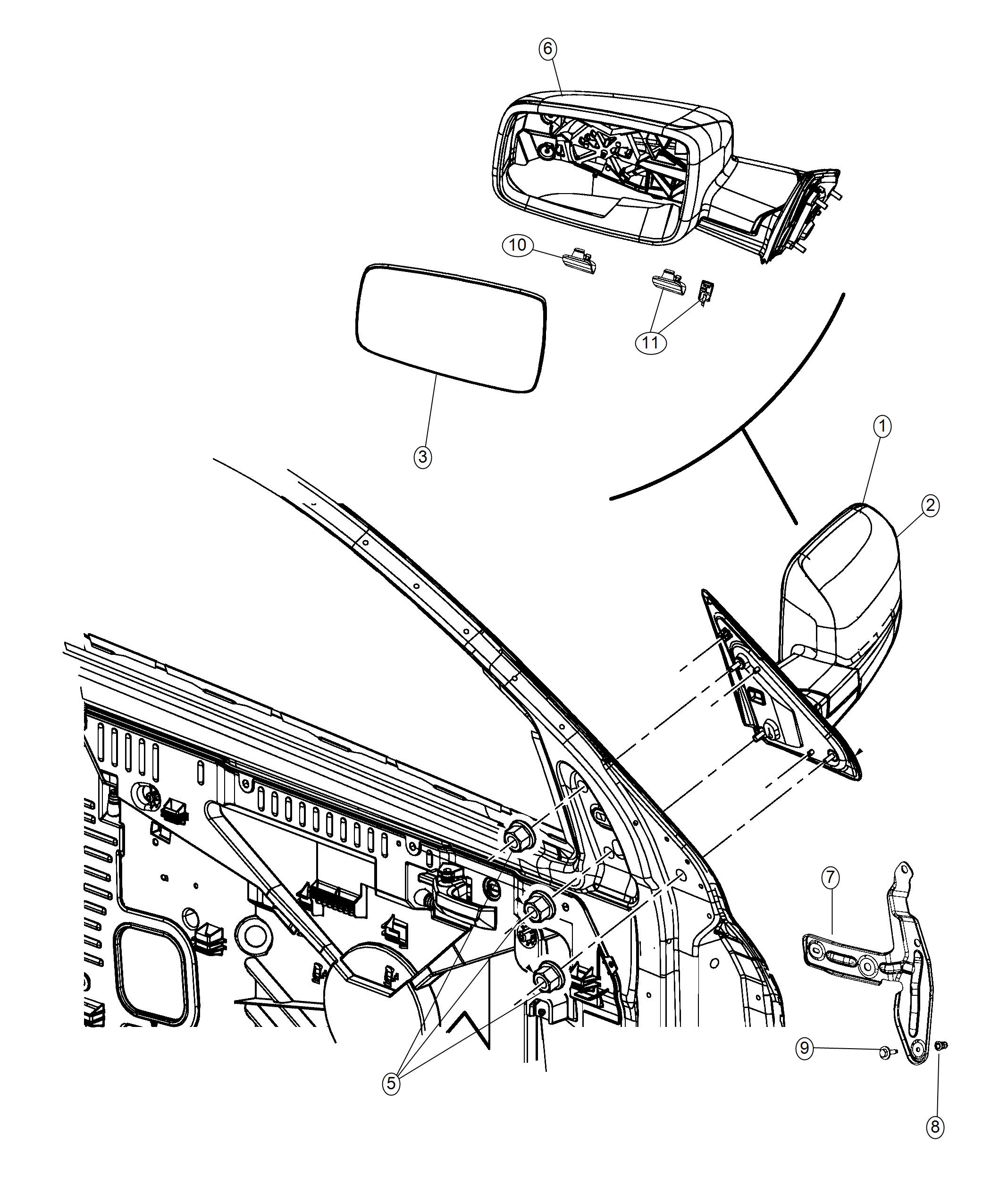 Diagram Mirror, Exterior. for your 1999 Chrysler 300  M 