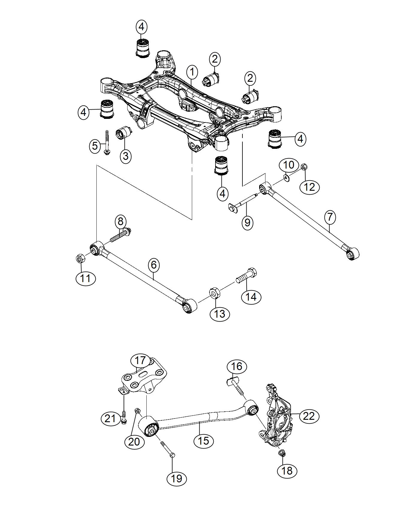 Diagram Crossmember, Links. for your 2001 Chrysler 300  M 