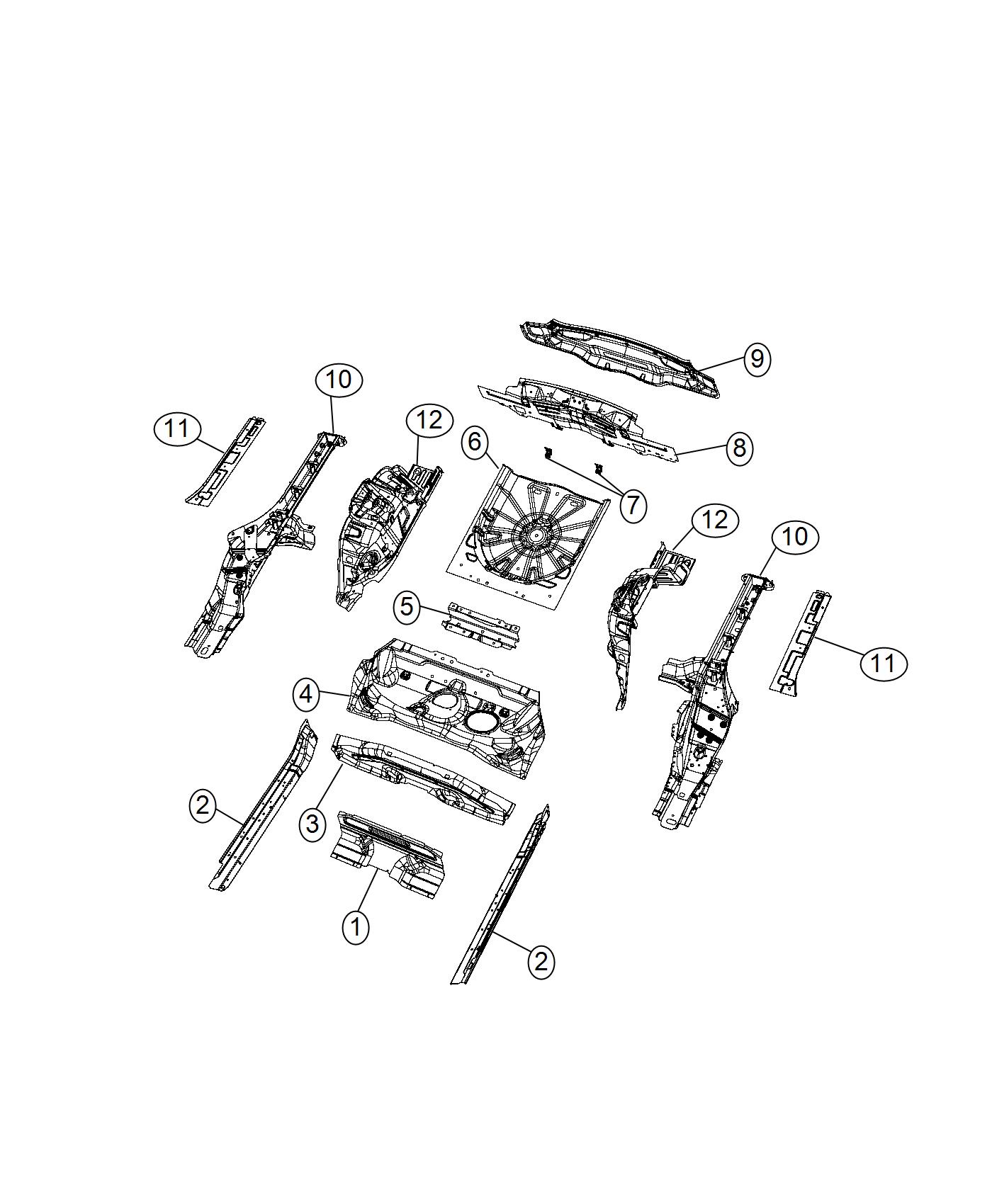 Diagram Center and Rear Floor Pan. for your 2003 Chrysler 300  M 