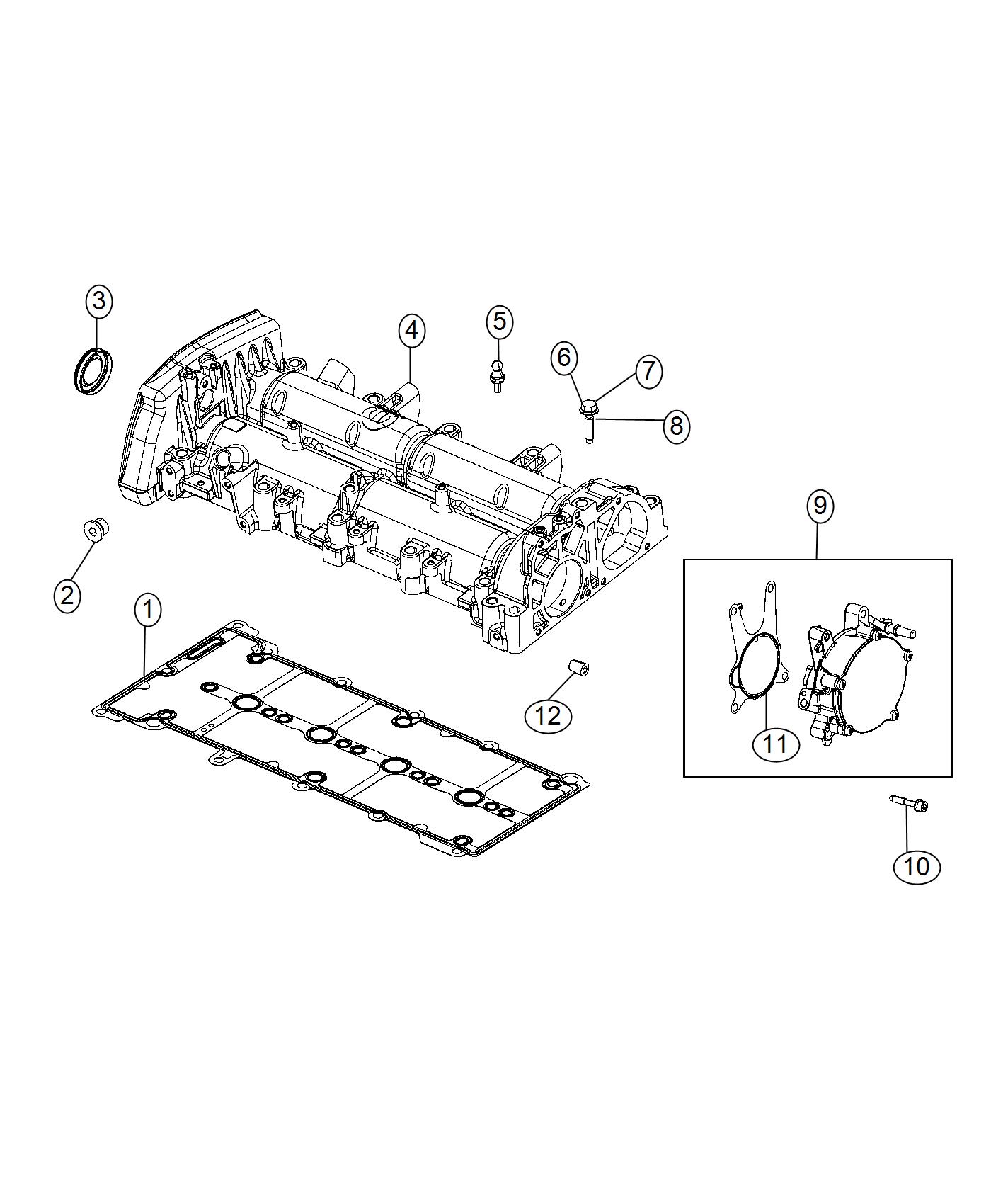 Diagram Cylinder Head Cover/Camshaft Carrier 2.0L Diesel. for your 2017 Jeep Cherokee   