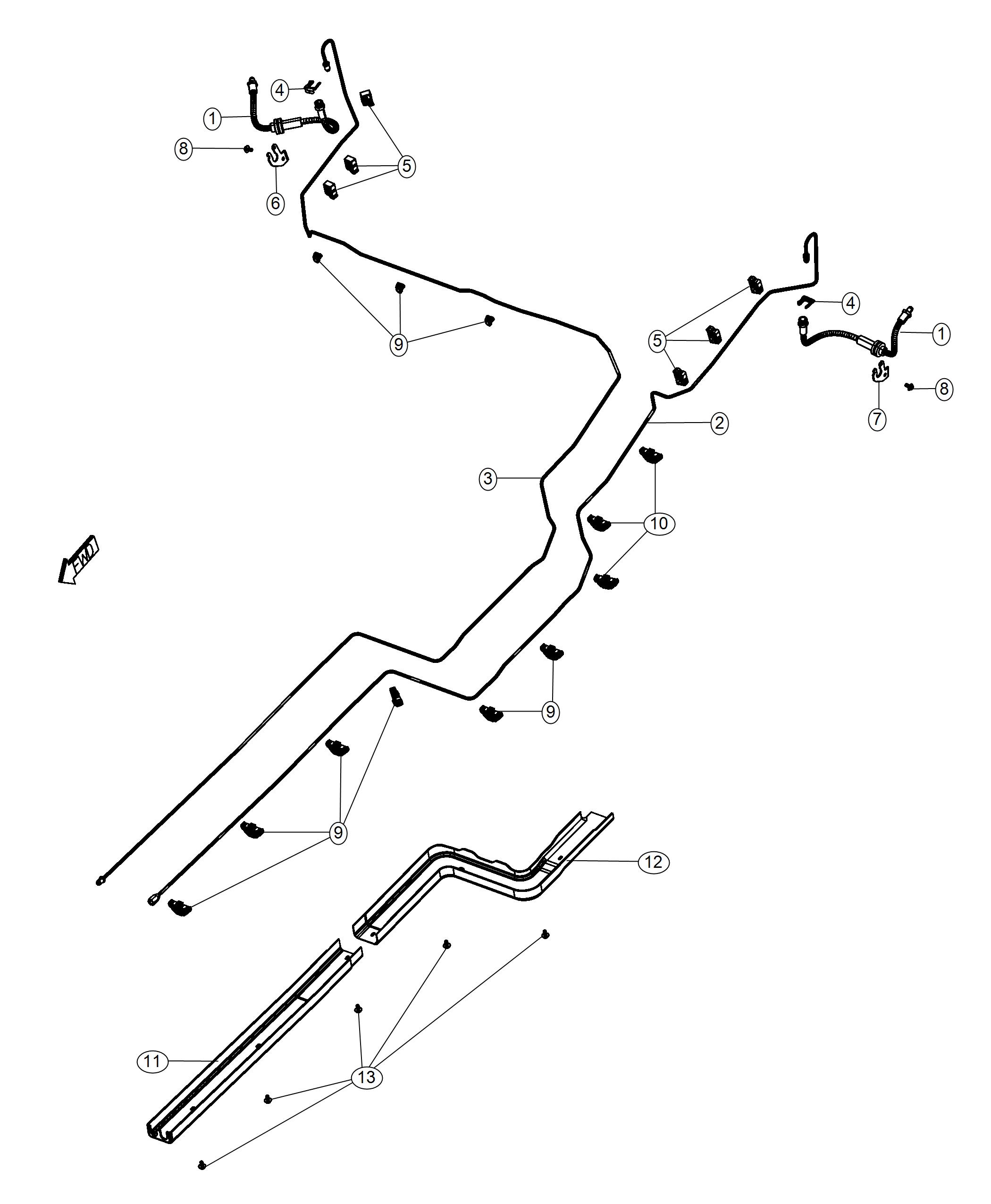 Diagram Brake Tubes and Hoses. for your 2001 Chrysler 300  M 