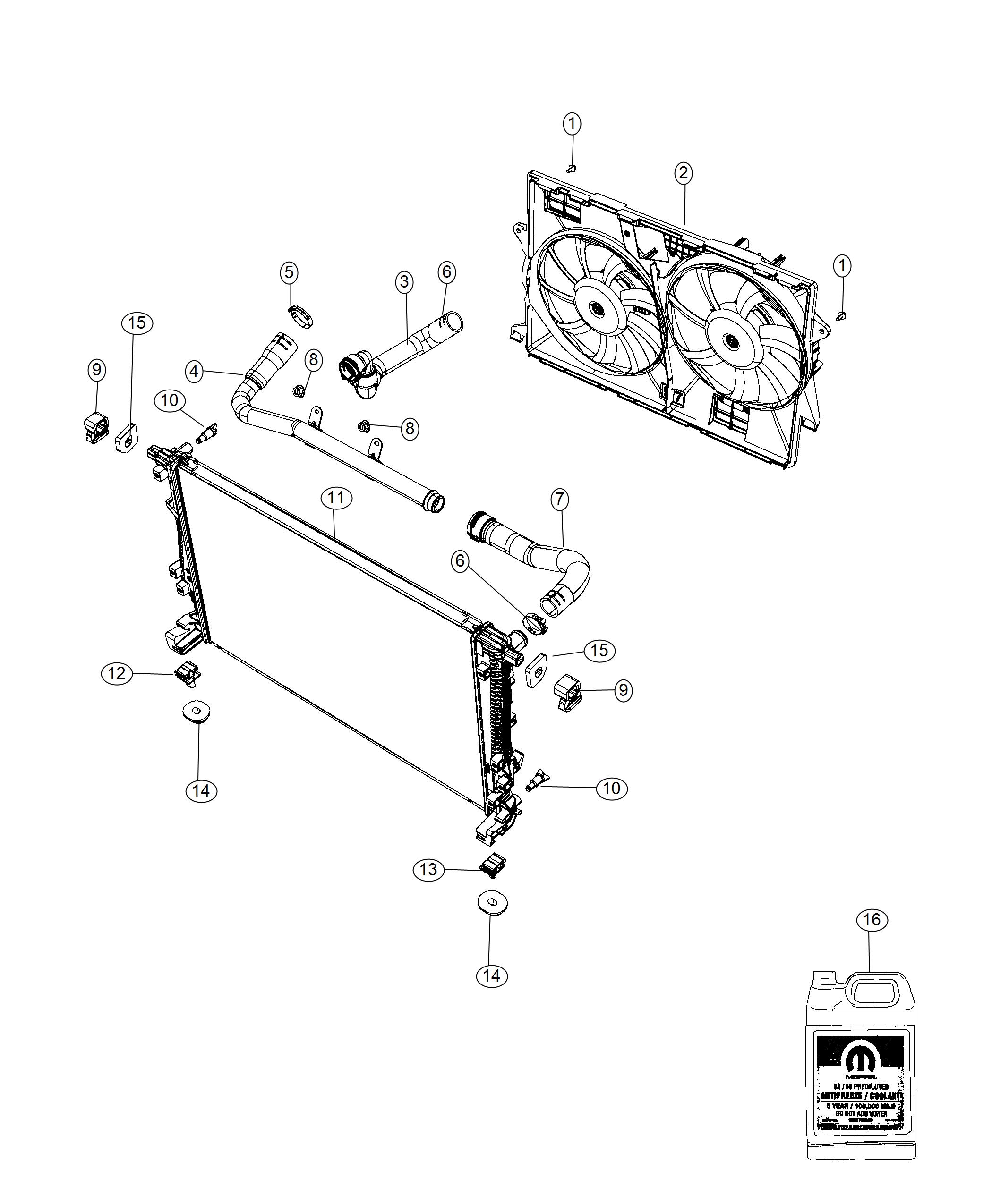 Radiator And Related Parts. Diagram