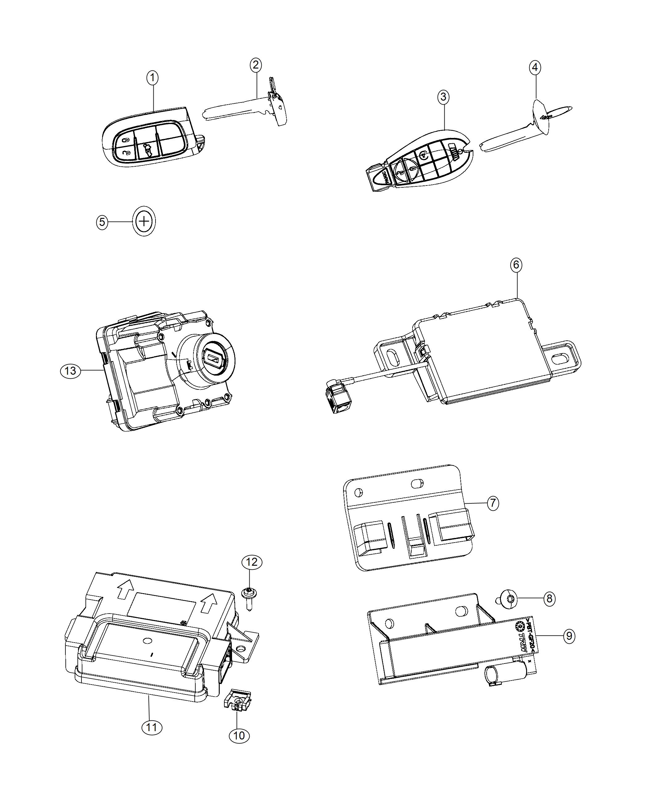 Diagram Receiver Modules, Keys and Key FOBS. for your Jeep