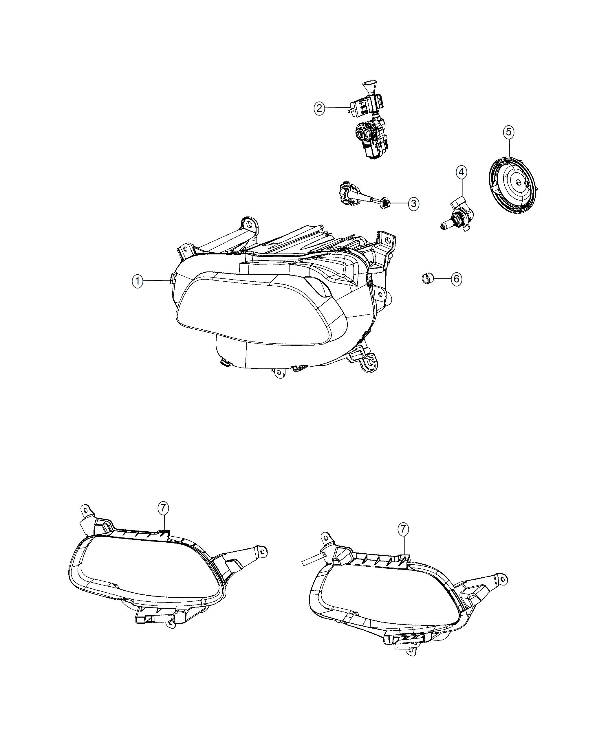 Diagram Lamps, Front Headlamp. for your Jeep