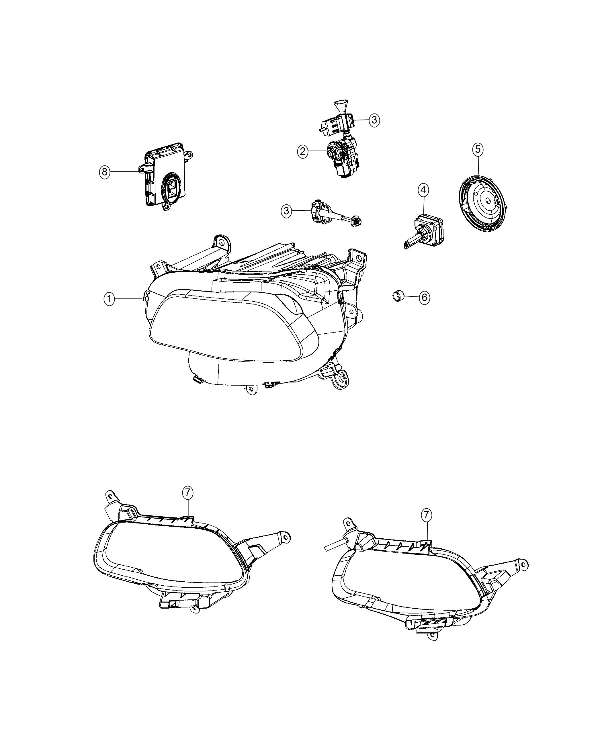 Diagram Lamps, Front Headlamp. for your Jeep