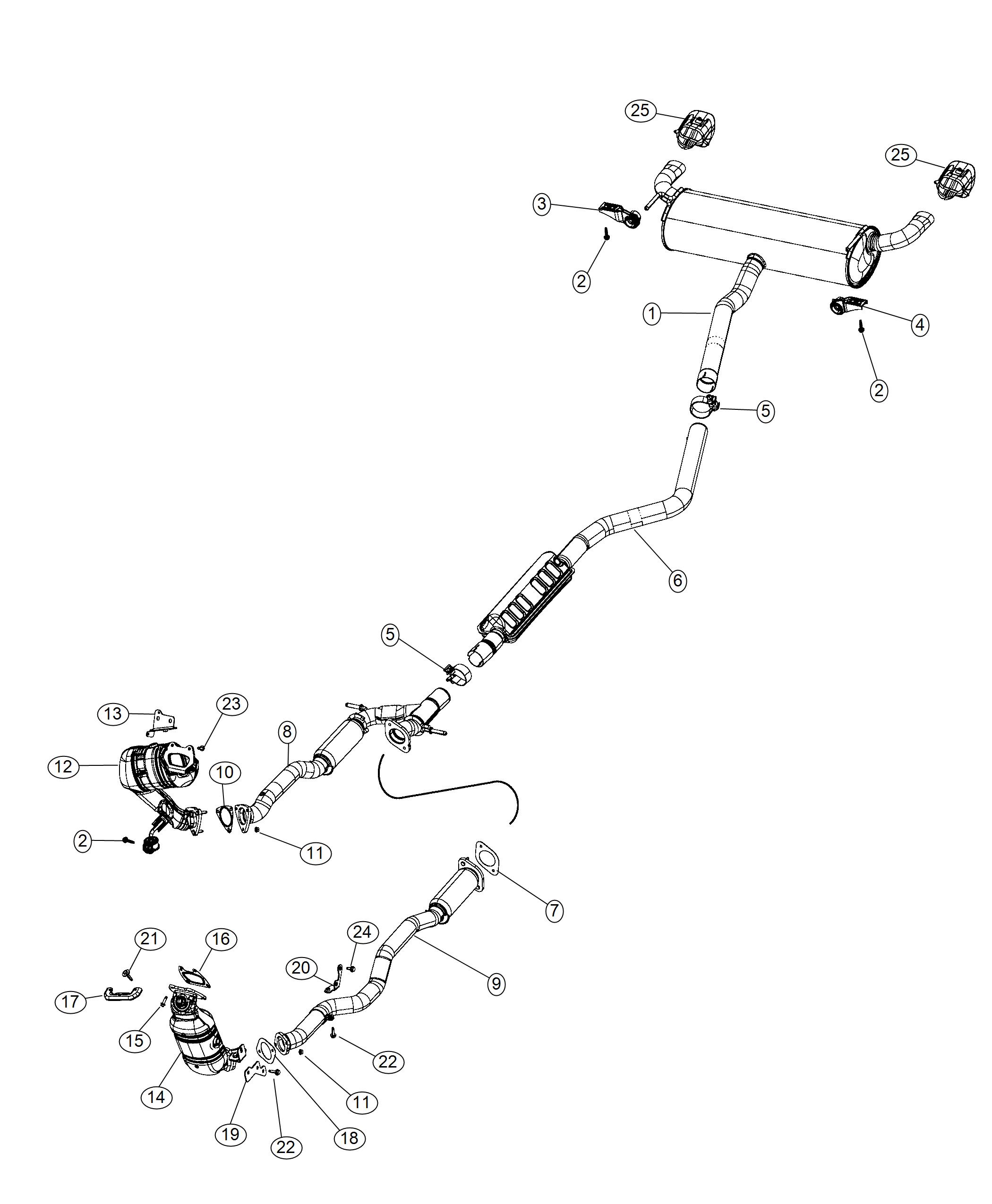 Diagram Exhaust System, 3.2L [3.2L V6 24V VVT Engine w/ESS]. for your Jeep Cherokee  