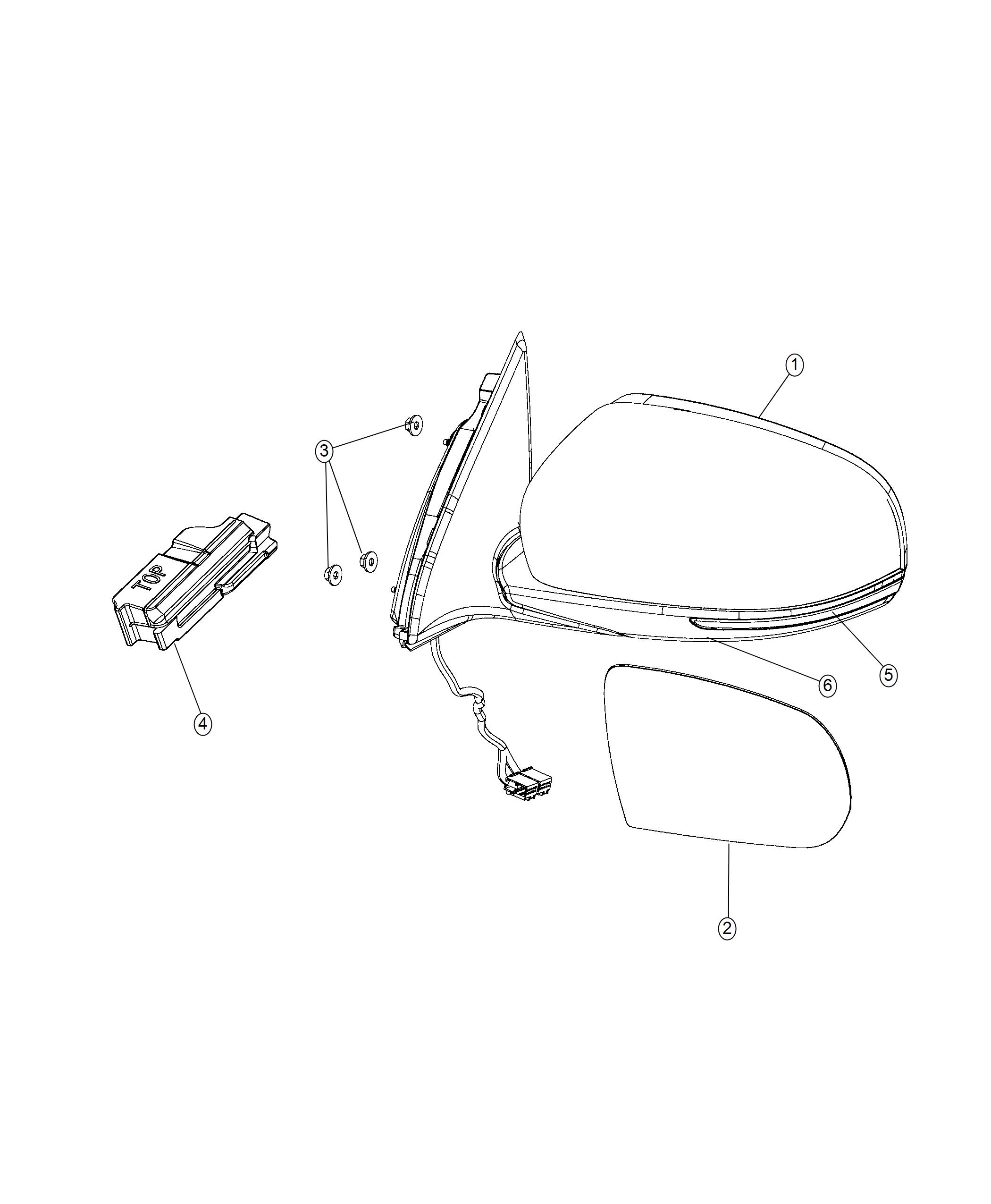 Diagram Mirror, Exterior. for your Jeep